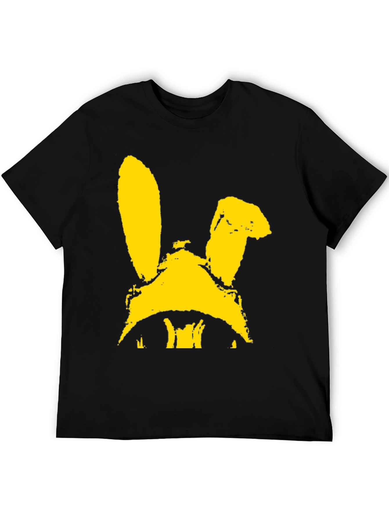 Black T-Shirt with Yellow Bunny Graphic