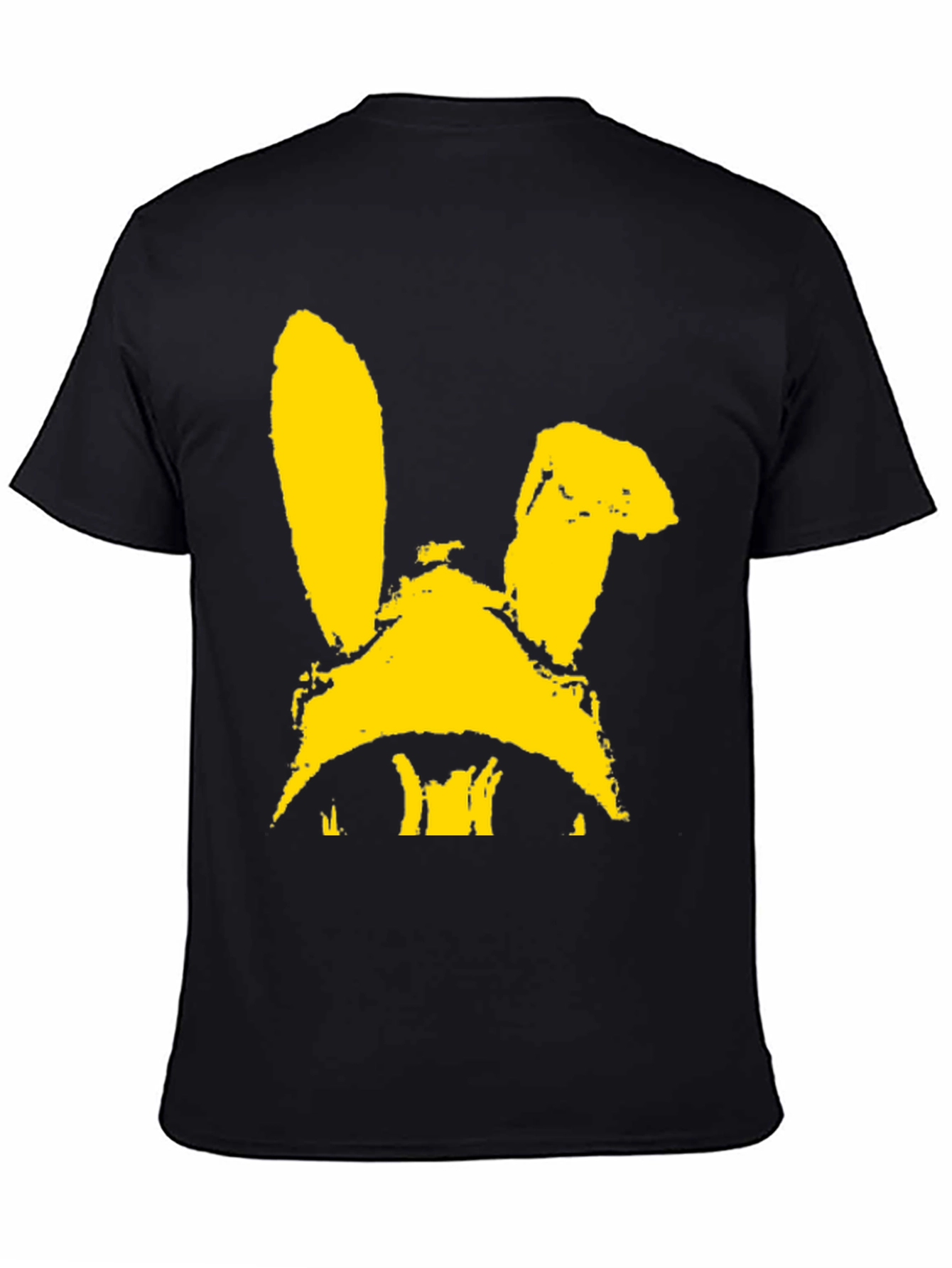 Black T-Shirt with Yellow Bunny Graphic