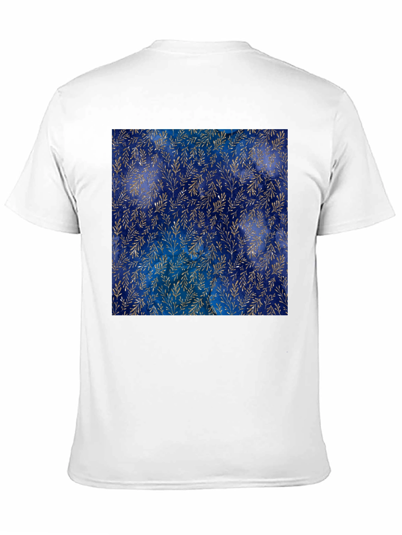 Navy & Gold Leaf Pattern T-Shirt