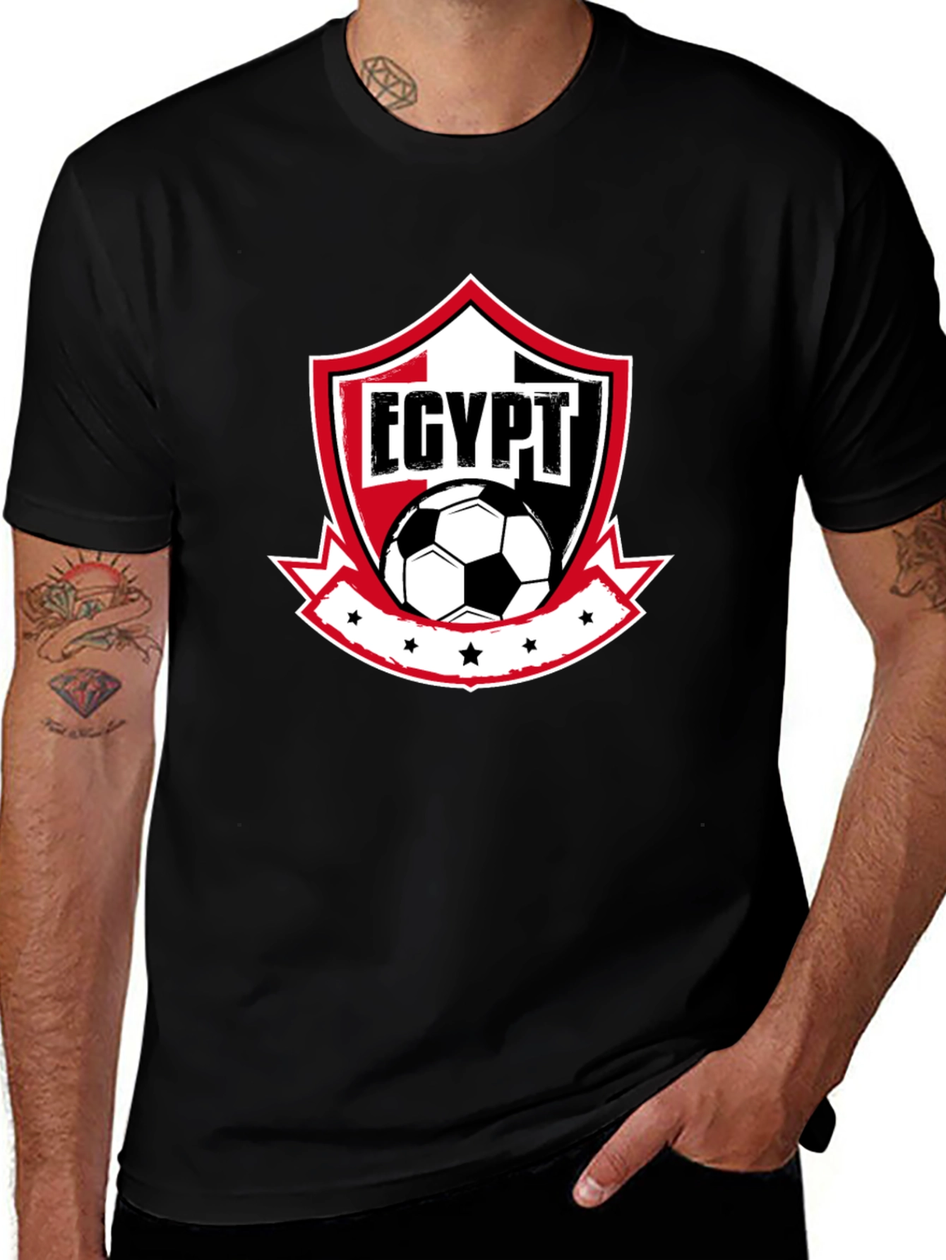 Egypt Soccer T-Shirt - Black Cotton Blend