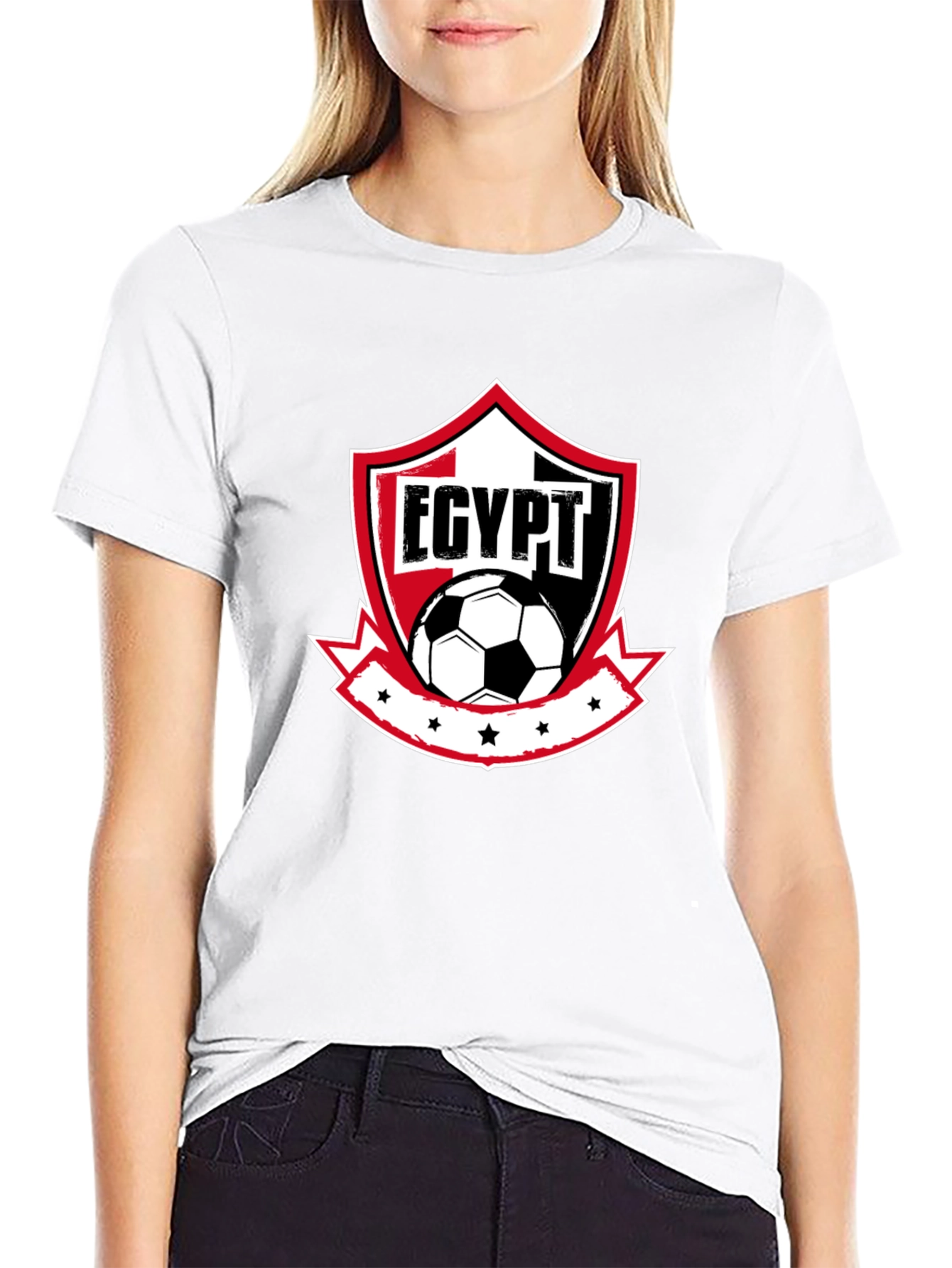 Egypt Soccer T-Shirt - Black Cotton Blend