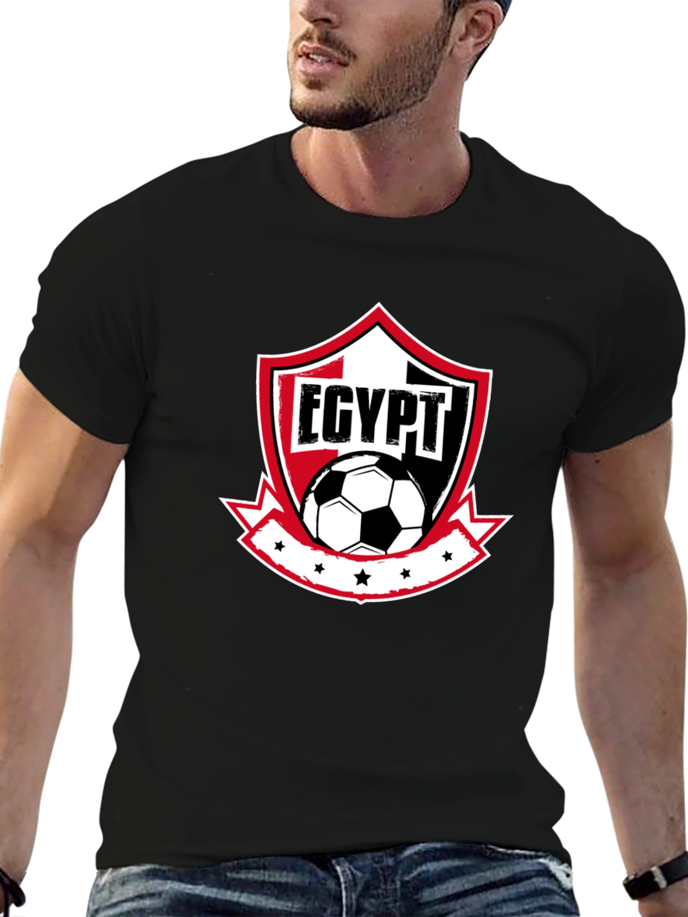 Egypt Soccer T-Shirt - Black Cotton Blend