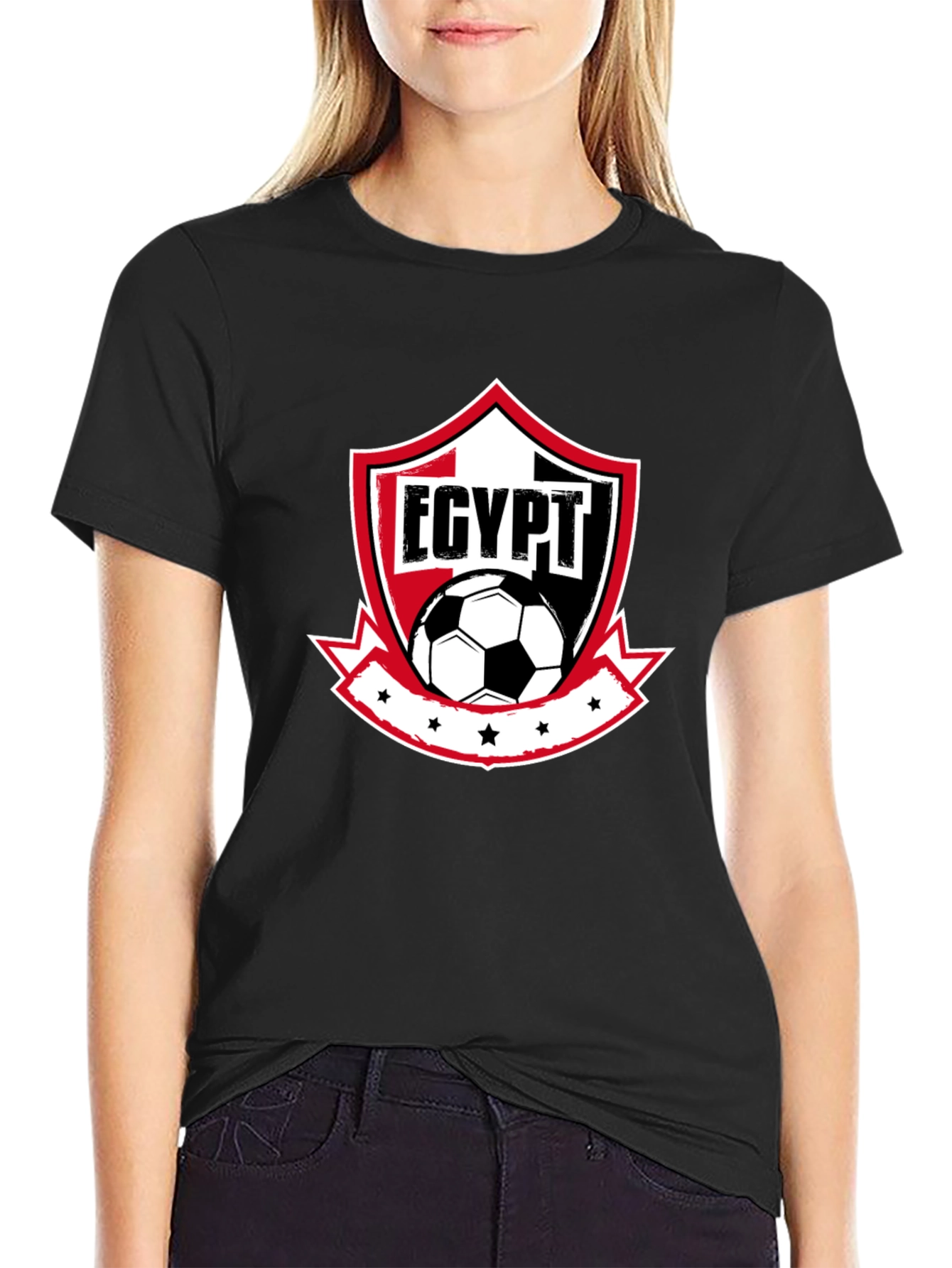 Egypt Soccer T-Shirt - Black Cotton Blend