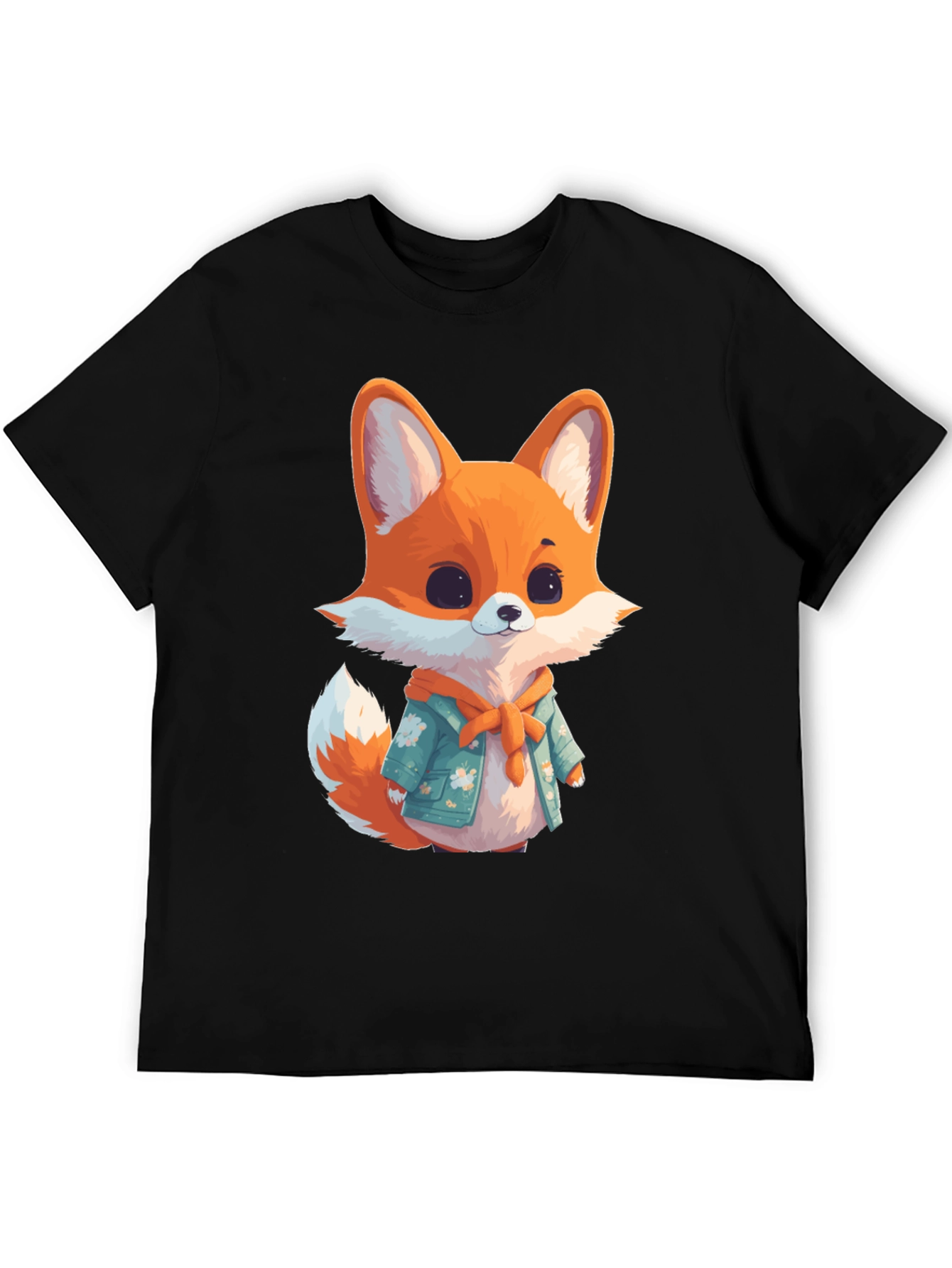Cute Fox Graphic Black T-Shirt