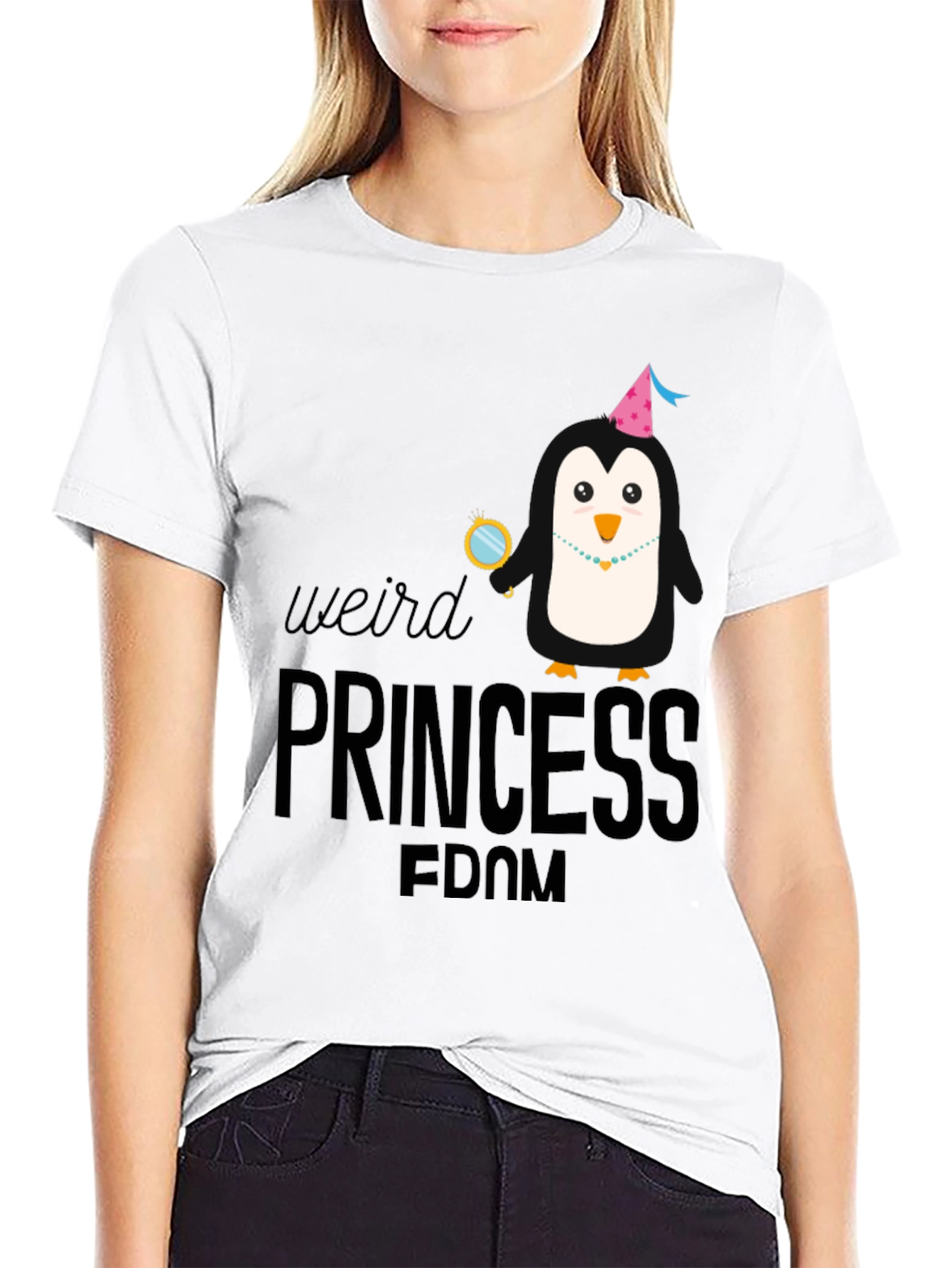Weird Princess Penguin T-Shirt - Black Cotton Tee