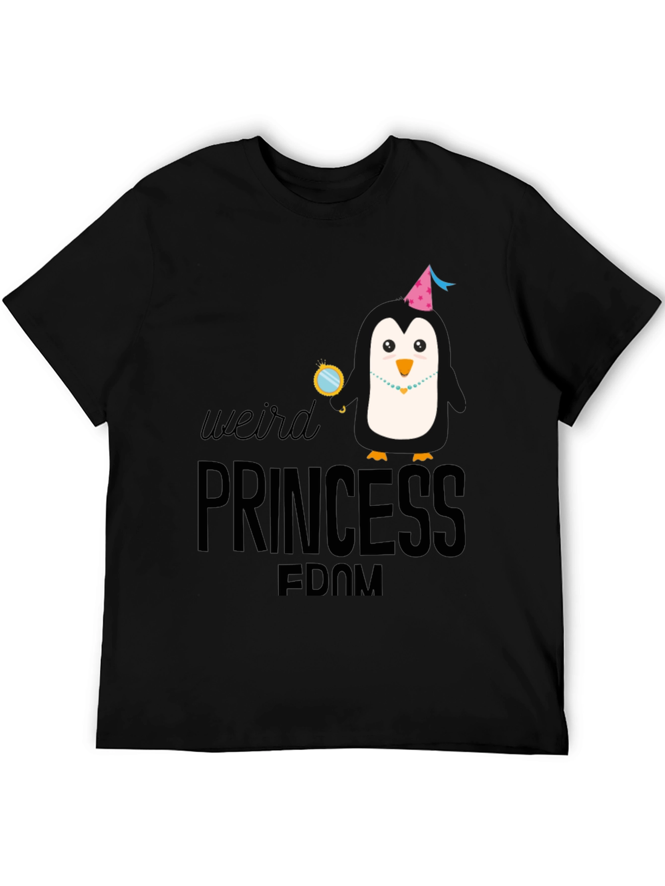 Weird Princess Penguin T-Shirt - Black Cotton Tee
