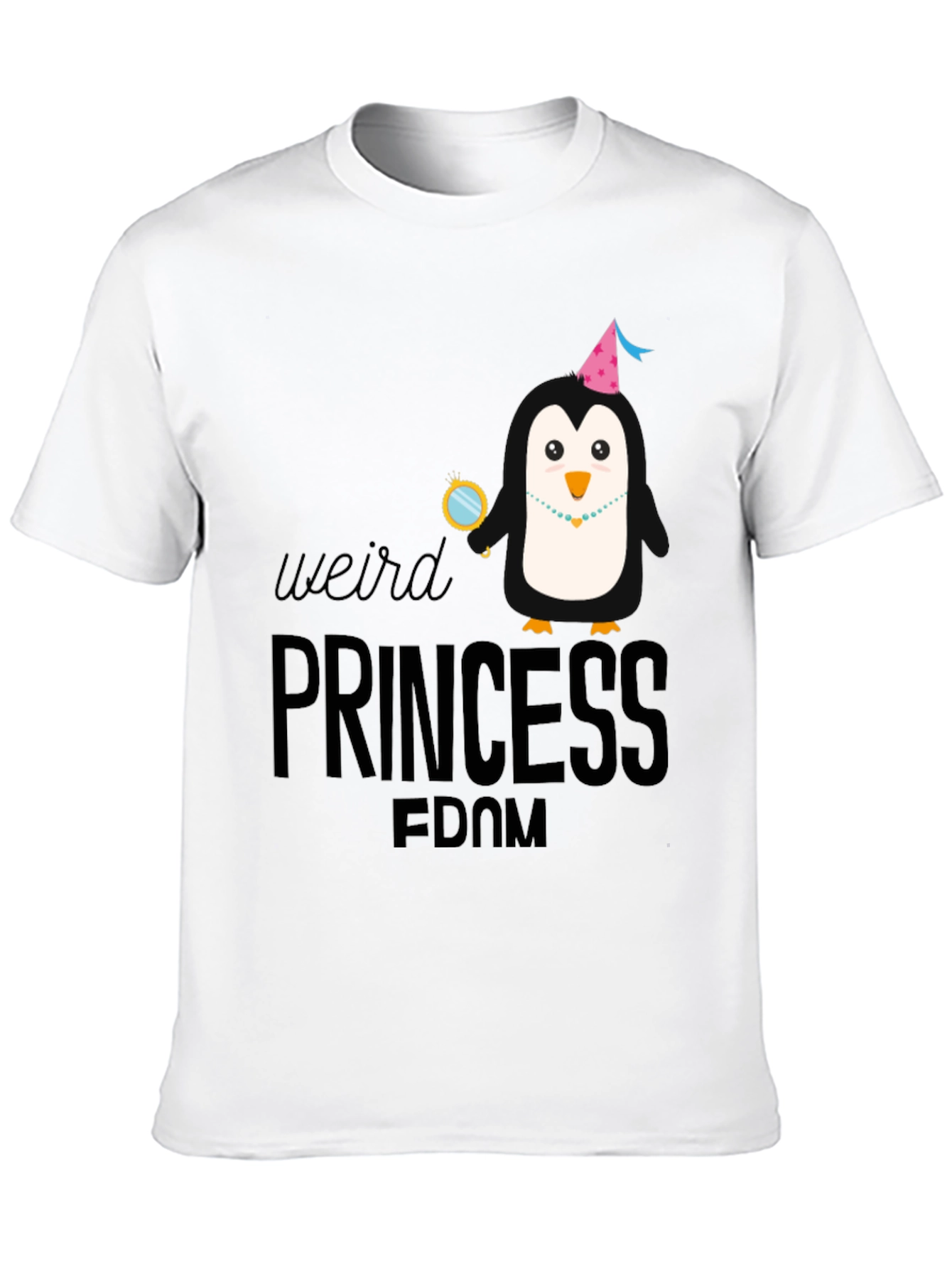 Weird Princess Penguin T-Shirt - Black Cotton Tee