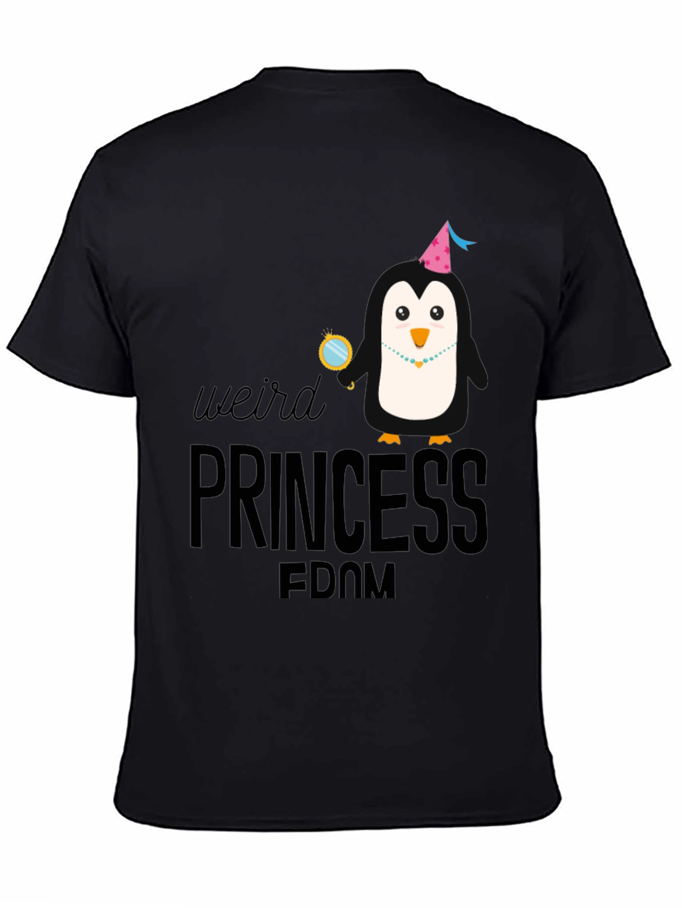 Weird Princess Penguin T-Shirt - Black Cotton Tee