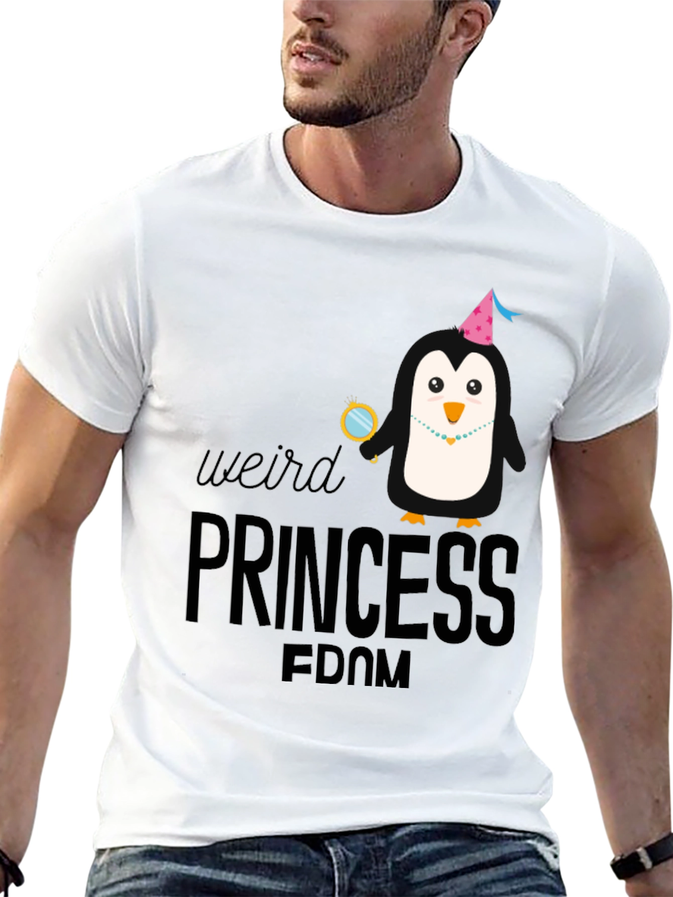 Weird Princess Penguin T-Shirt - Black Cotton Tee