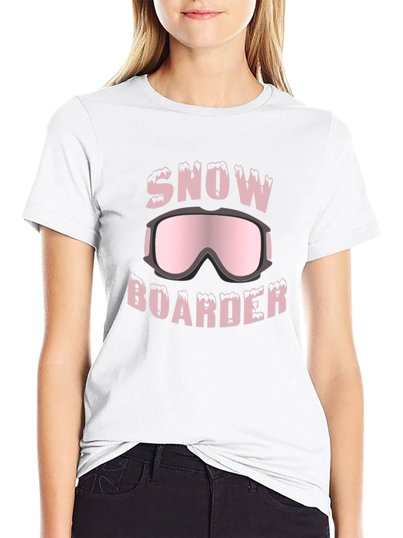 Snow Boarder Pink Graphic T-Shirt