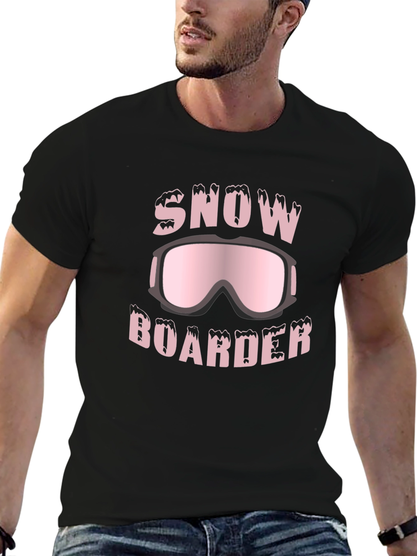 Snow Boarder Pink Graphic T-Shirt