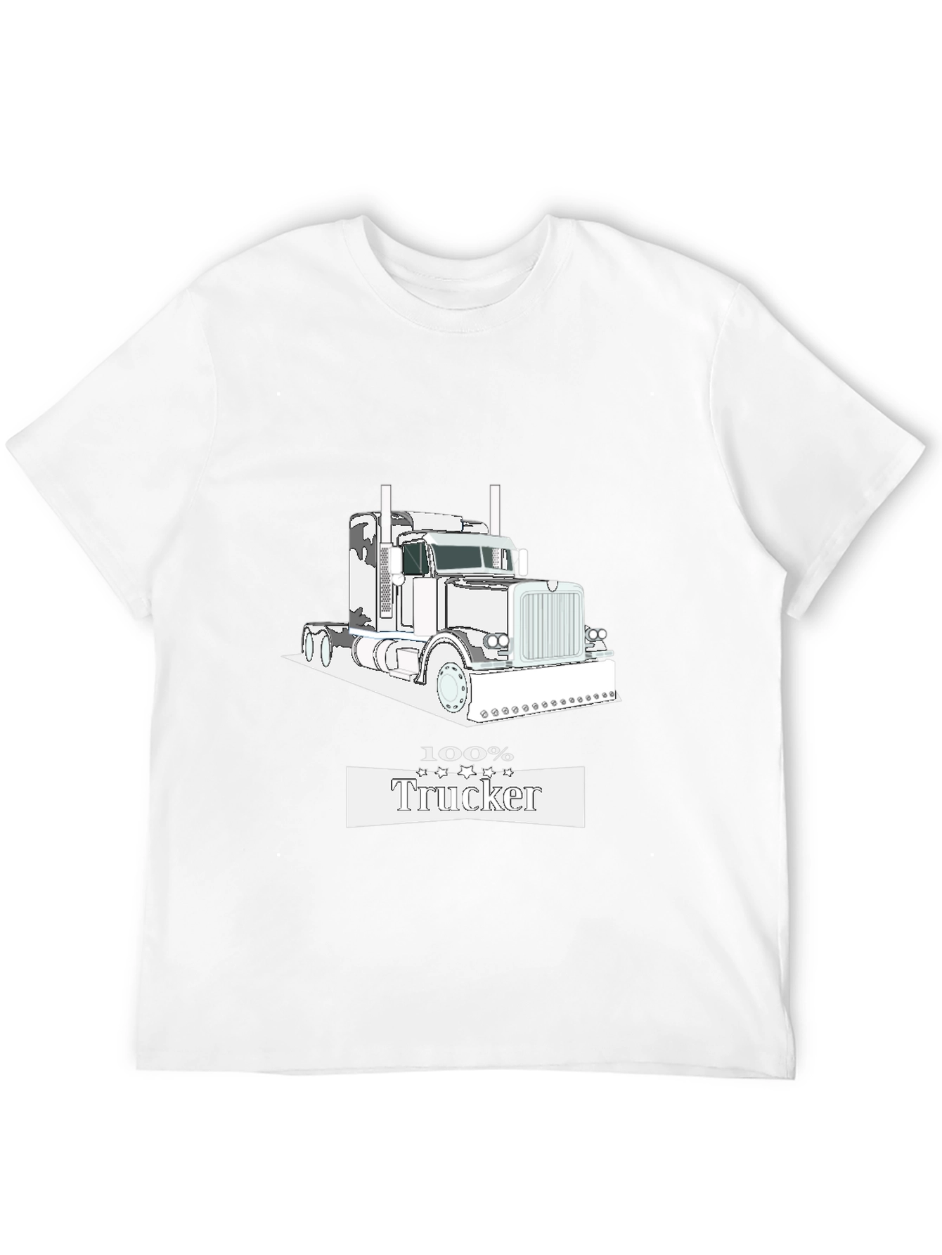 100% Trucker Graphic Tee - Black Cotton Trucker T-Shirt