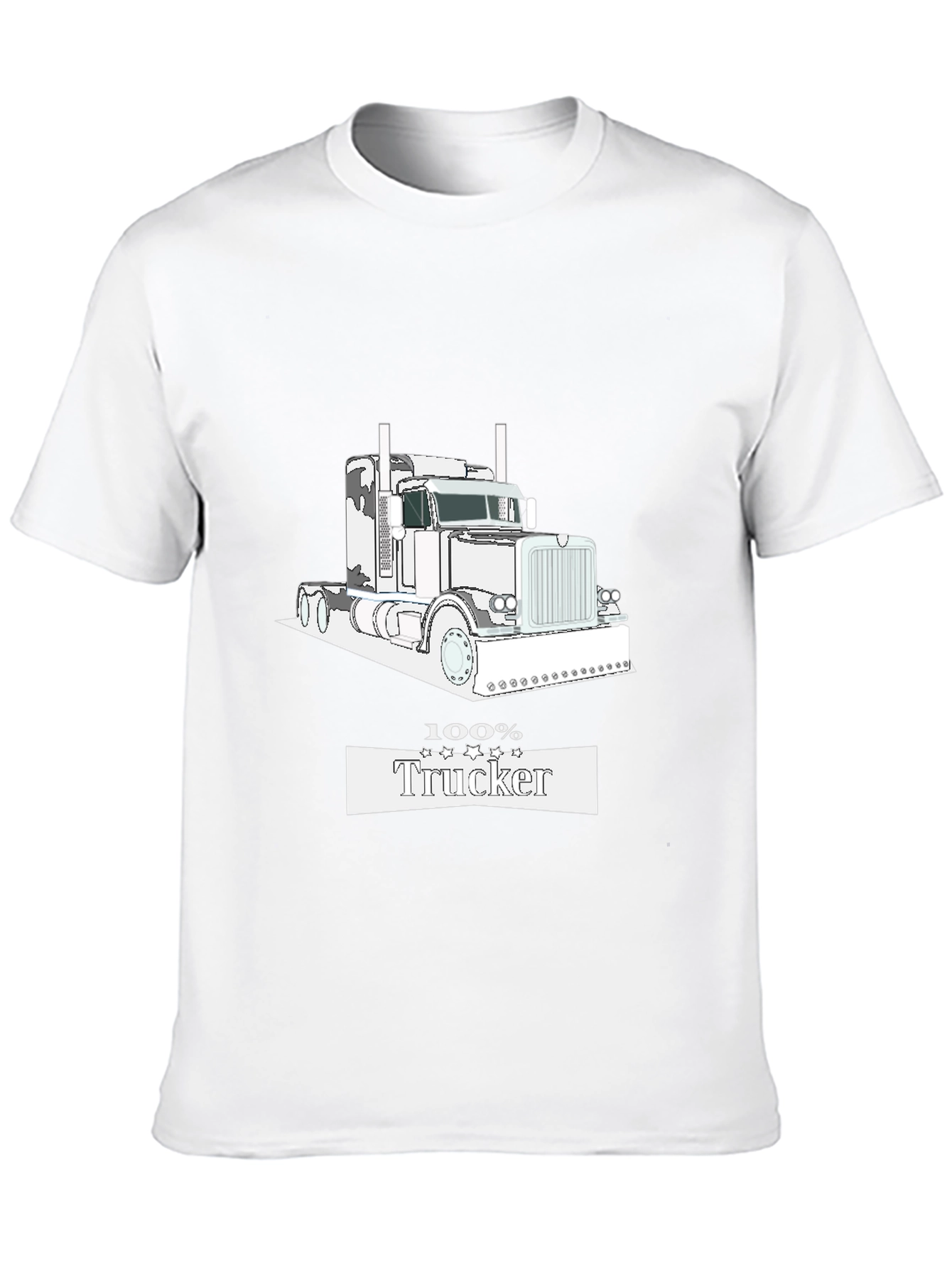 100% Trucker Graphic Tee - Black Cotton Trucker T-Shirt