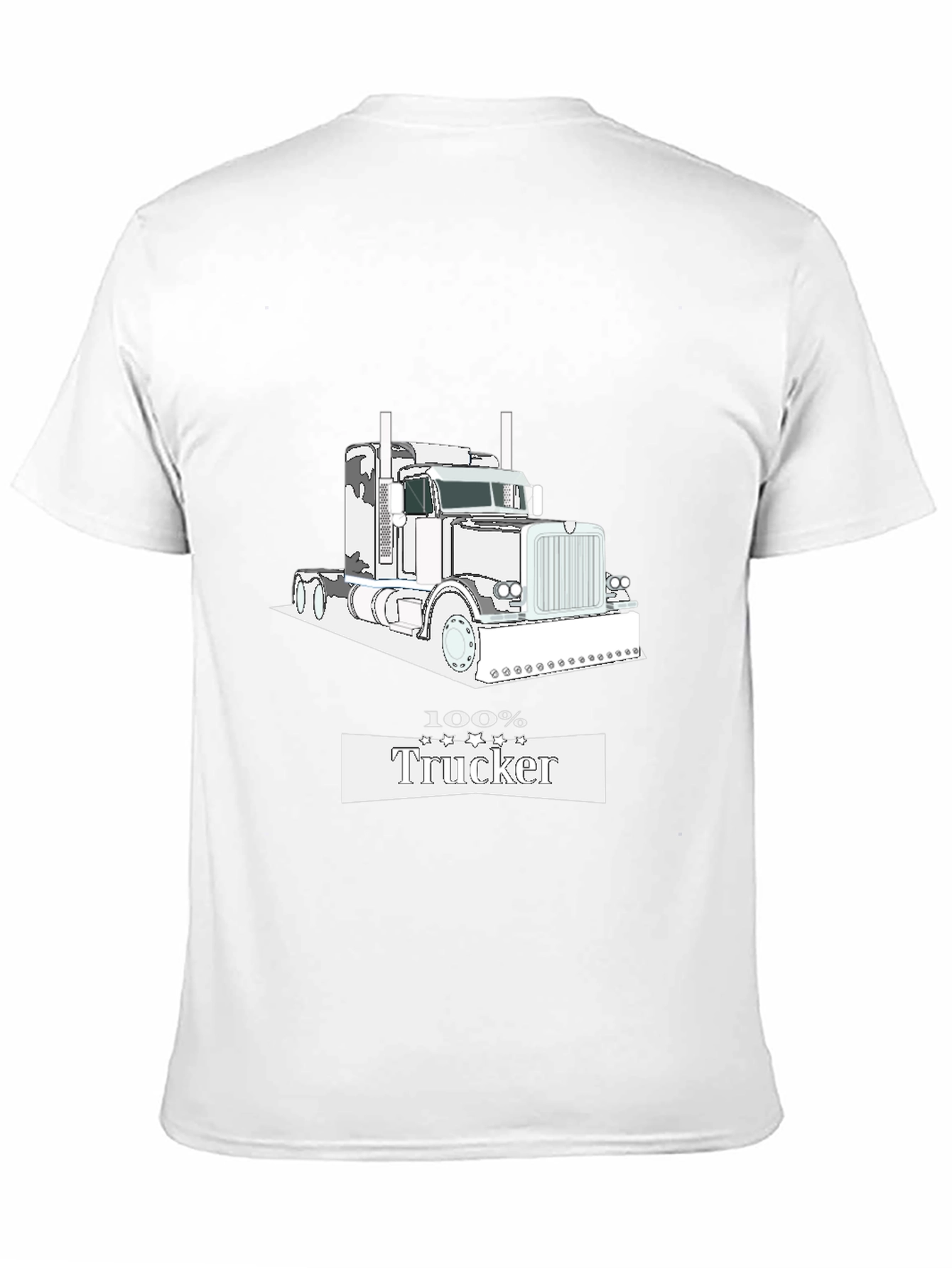 100% Trucker Graphic Tee - Black Cotton Trucker T-Shirt