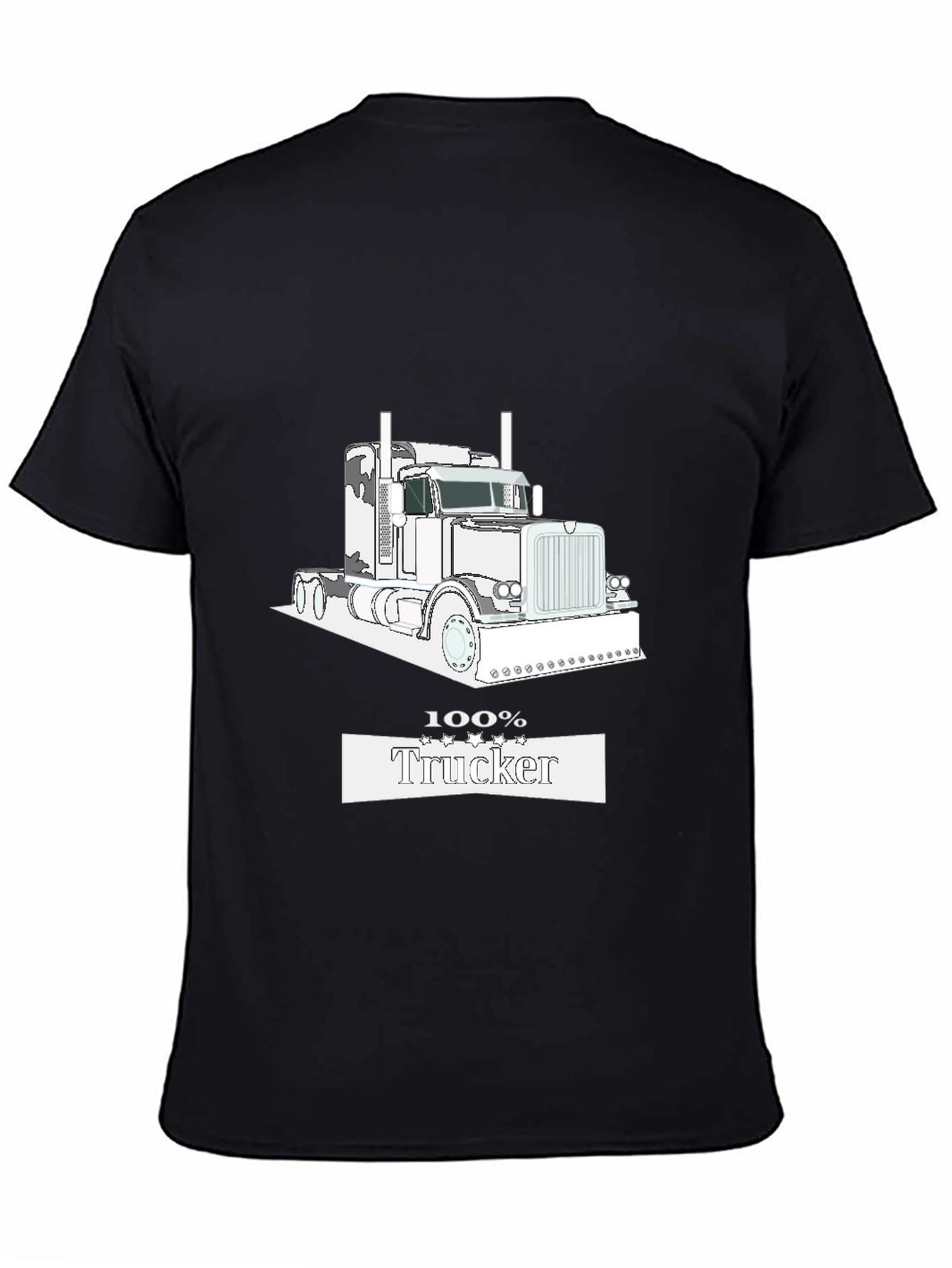 100% Trucker Graphic Tee - Black Cotton Trucker T-Shirt