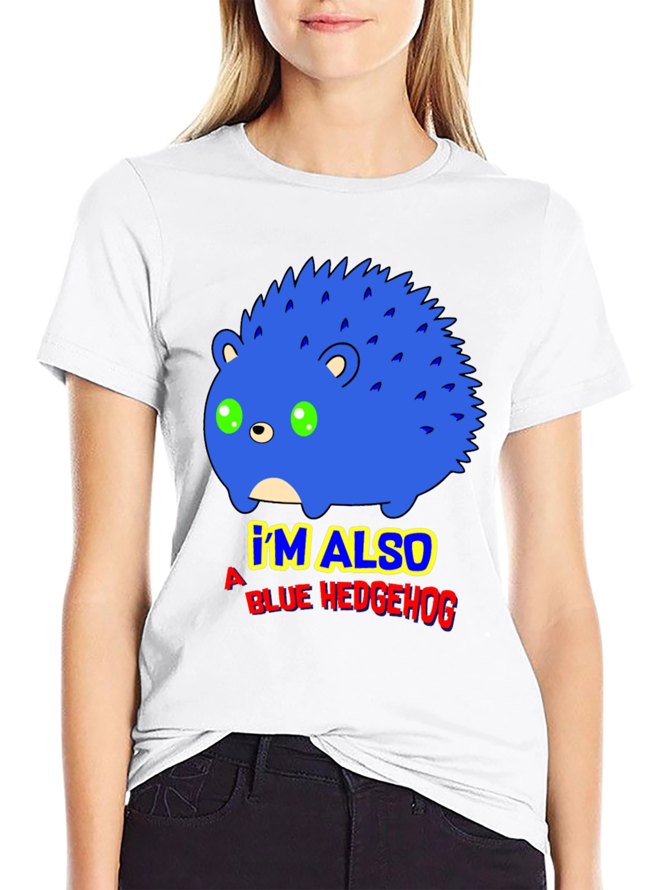 Blue Hedgehog Graphic T-Shirt - Funny Cartoon Tee