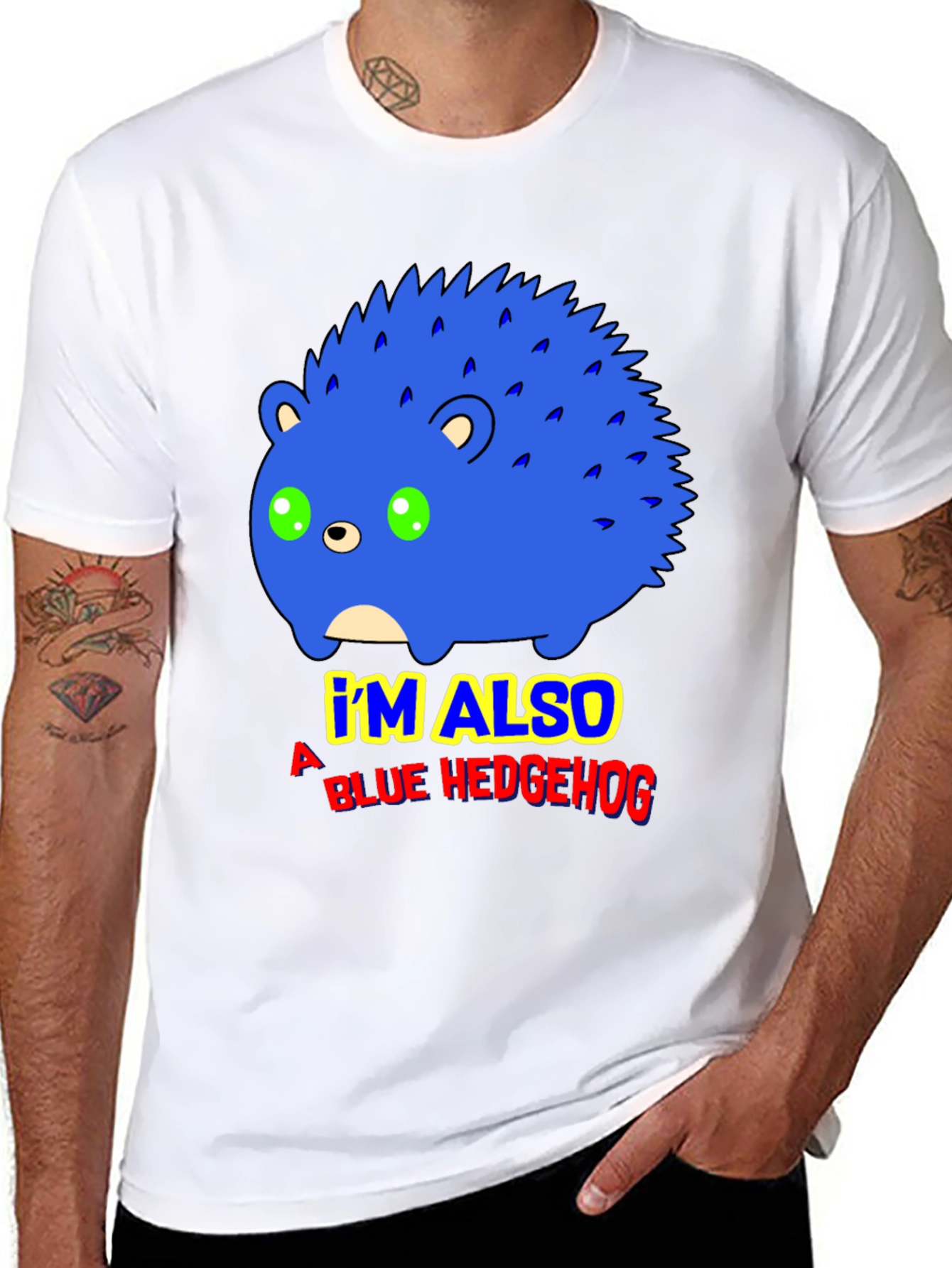 Blue Hedgehog Graphic T-Shirt - Funny Cartoon Tee