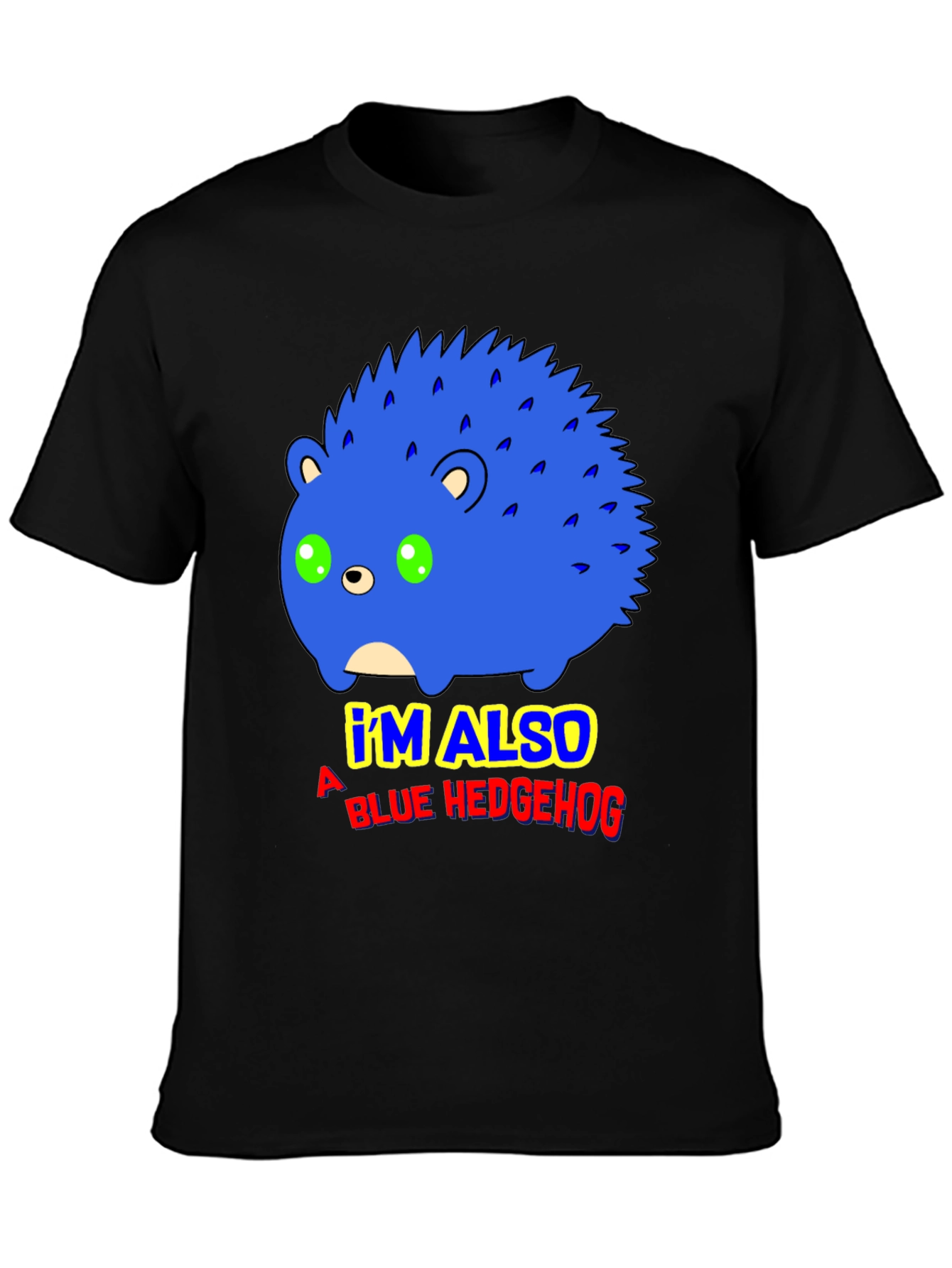 Blue Hedgehog Graphic T-Shirt - Funny Cartoon Tee