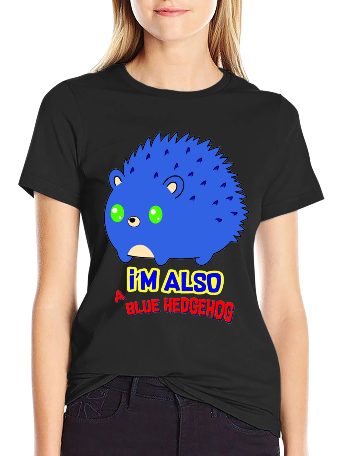 Blue Hedgehog Graphic T-Shirt - Funny Cartoon Tee