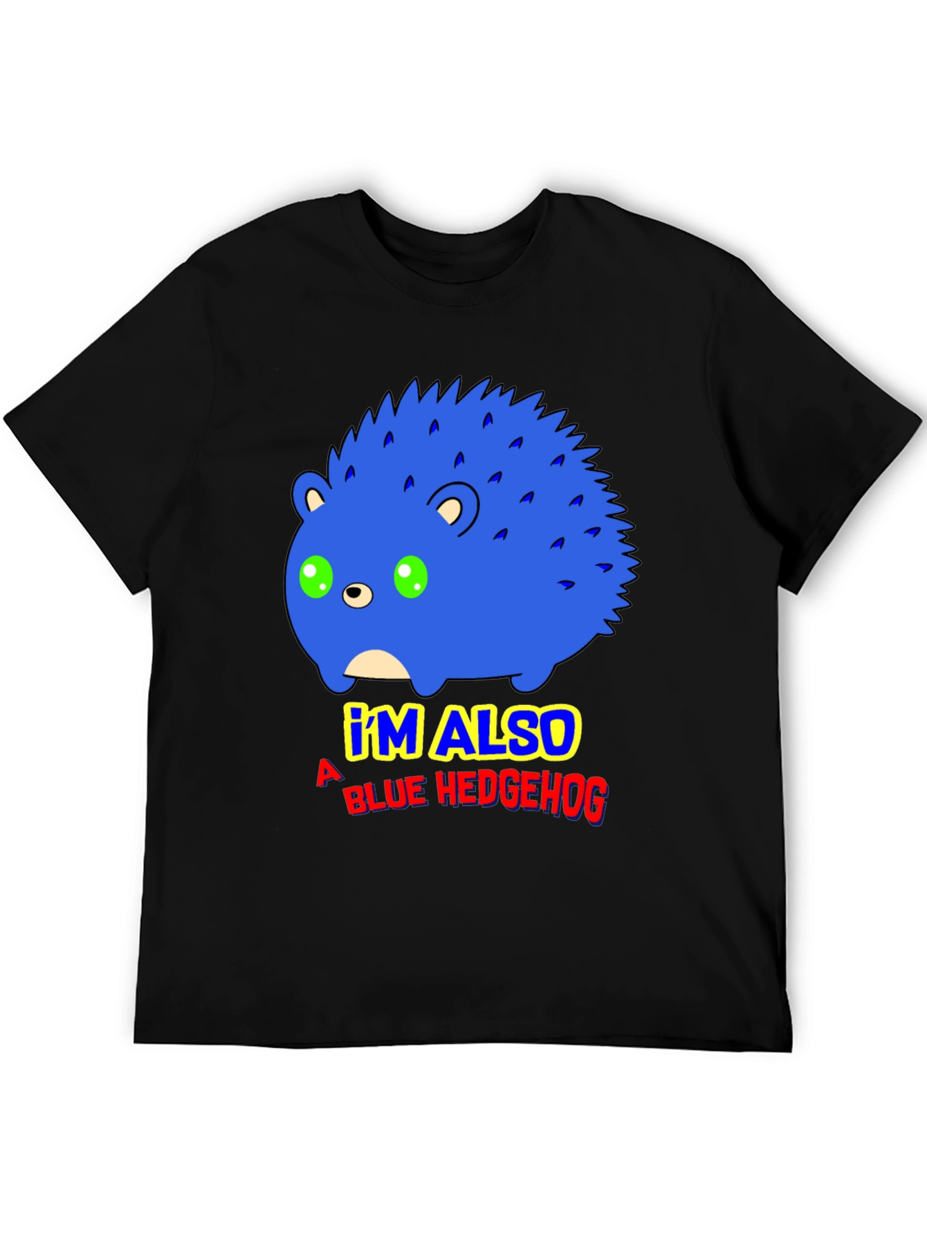 Blue Hedgehog Graphic T-Shirt - Funny Cartoon Tee