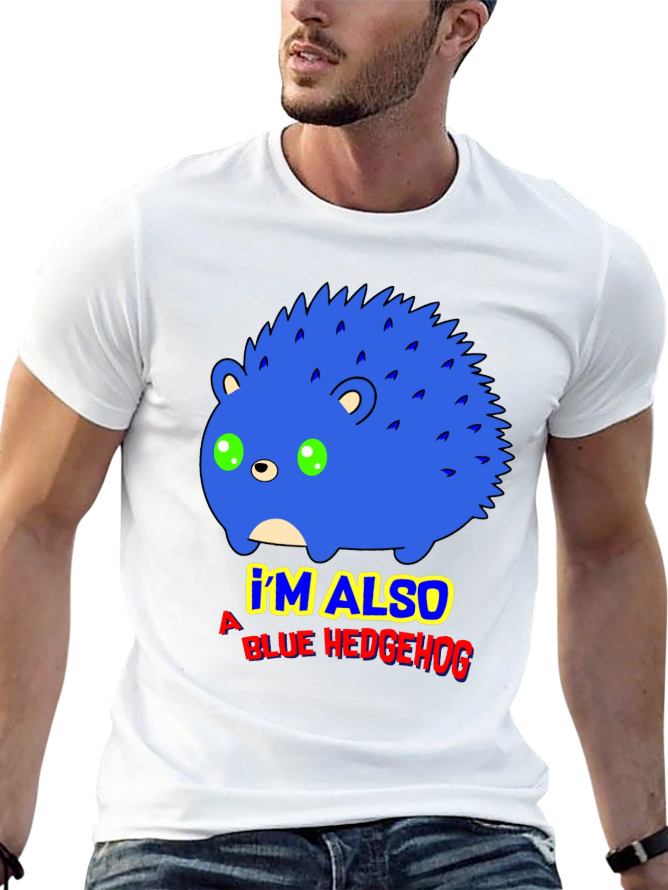 Blue Hedgehog Graphic T-Shirt - Funny Cartoon Tee