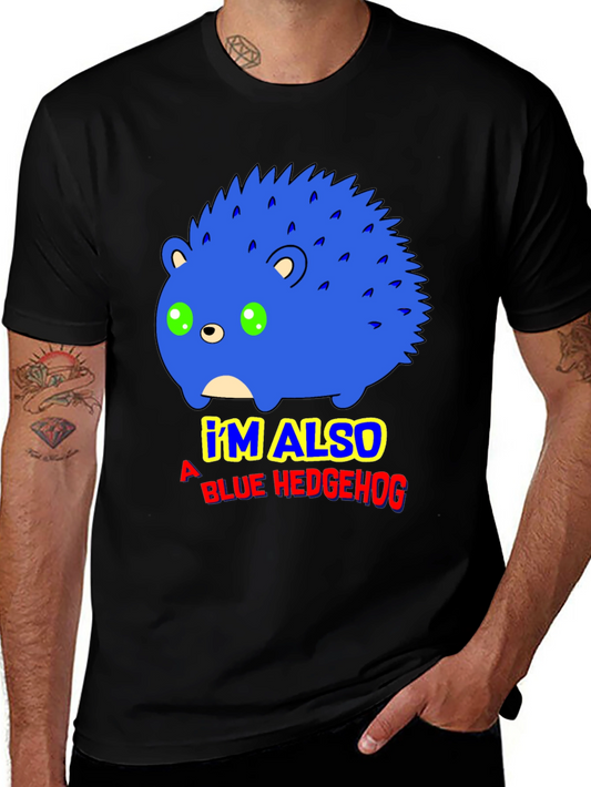 Blue Hedgehog Graphic T-Shirt - Funny Cartoon Tee