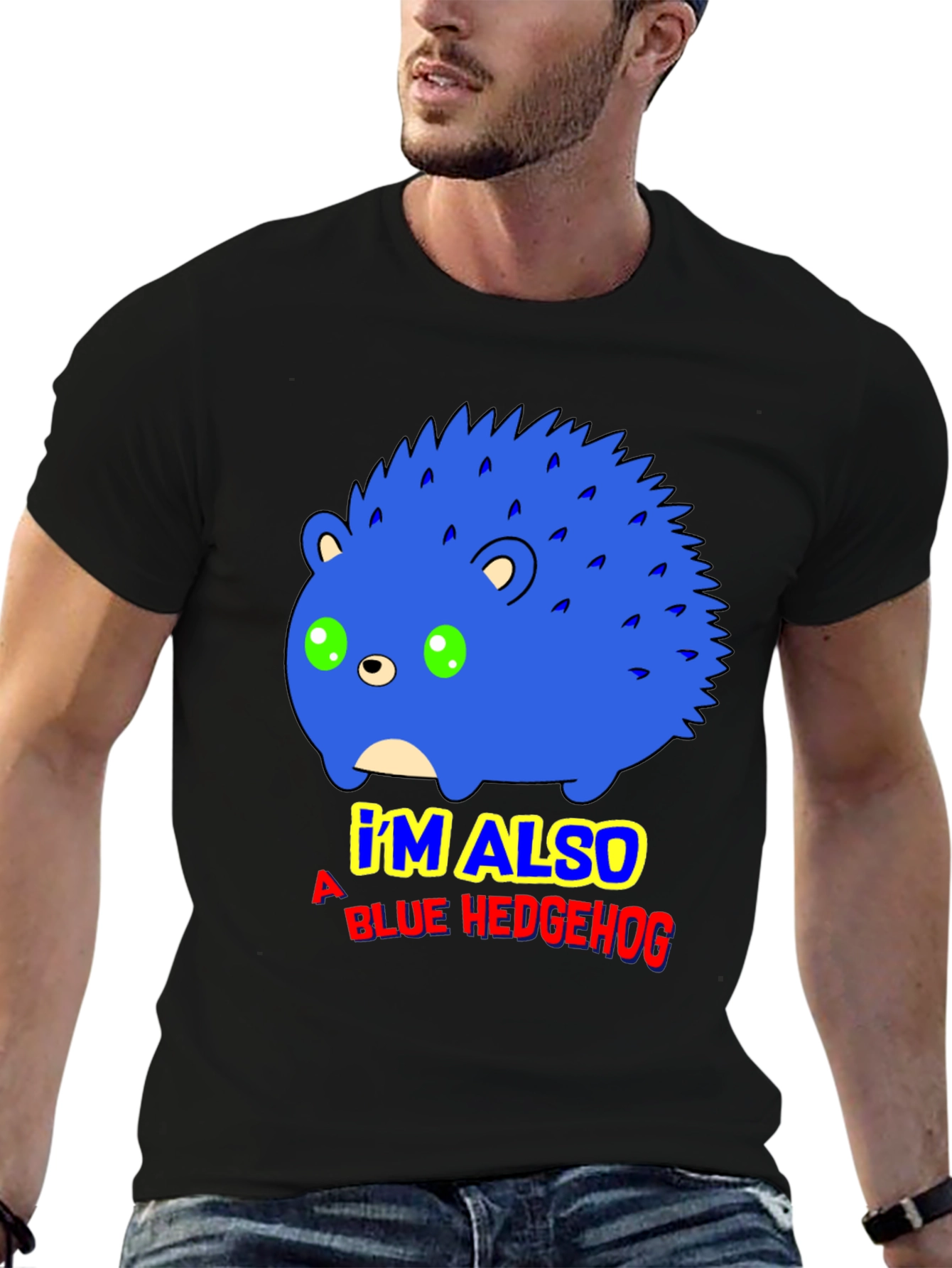 Blue Hedgehog Graphic T-Shirt - Funny Cartoon Tee