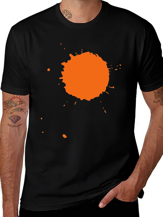 Black T-Shirt with Orange Splatter Design