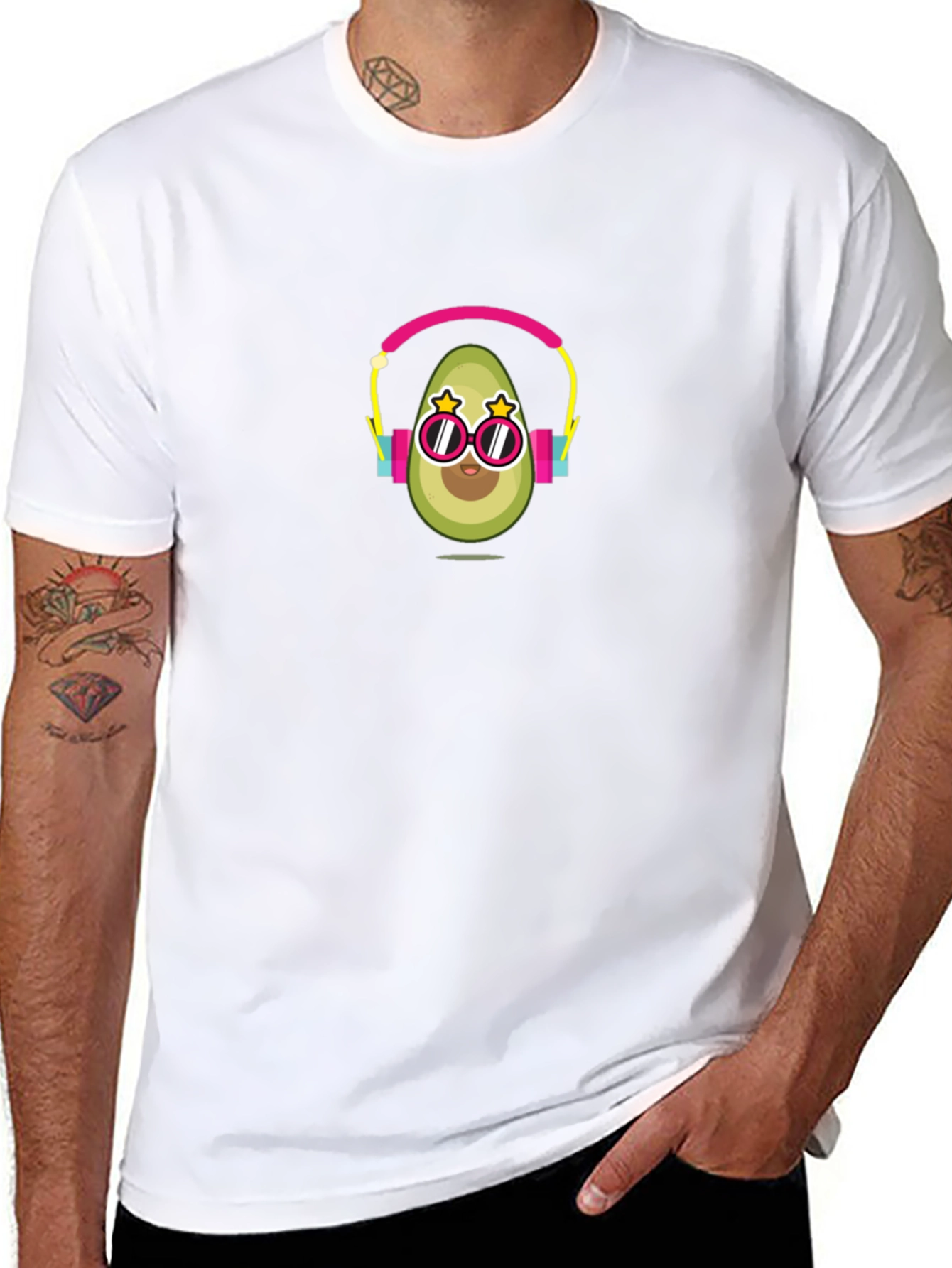 Avocado DJ Graphic Tee - Black Cotton T-Shirt