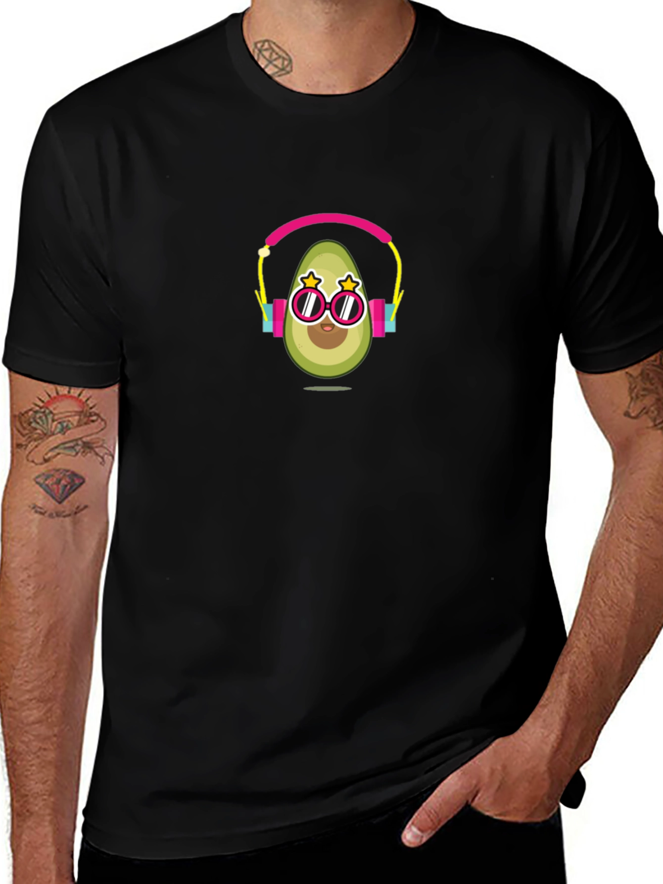 Avocado DJ Graphic Tee - Black Cotton T-Shirt