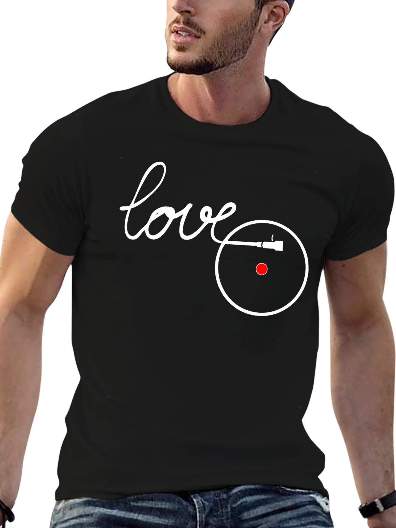 Love Vinyl Record Player Graphic T-Shirt