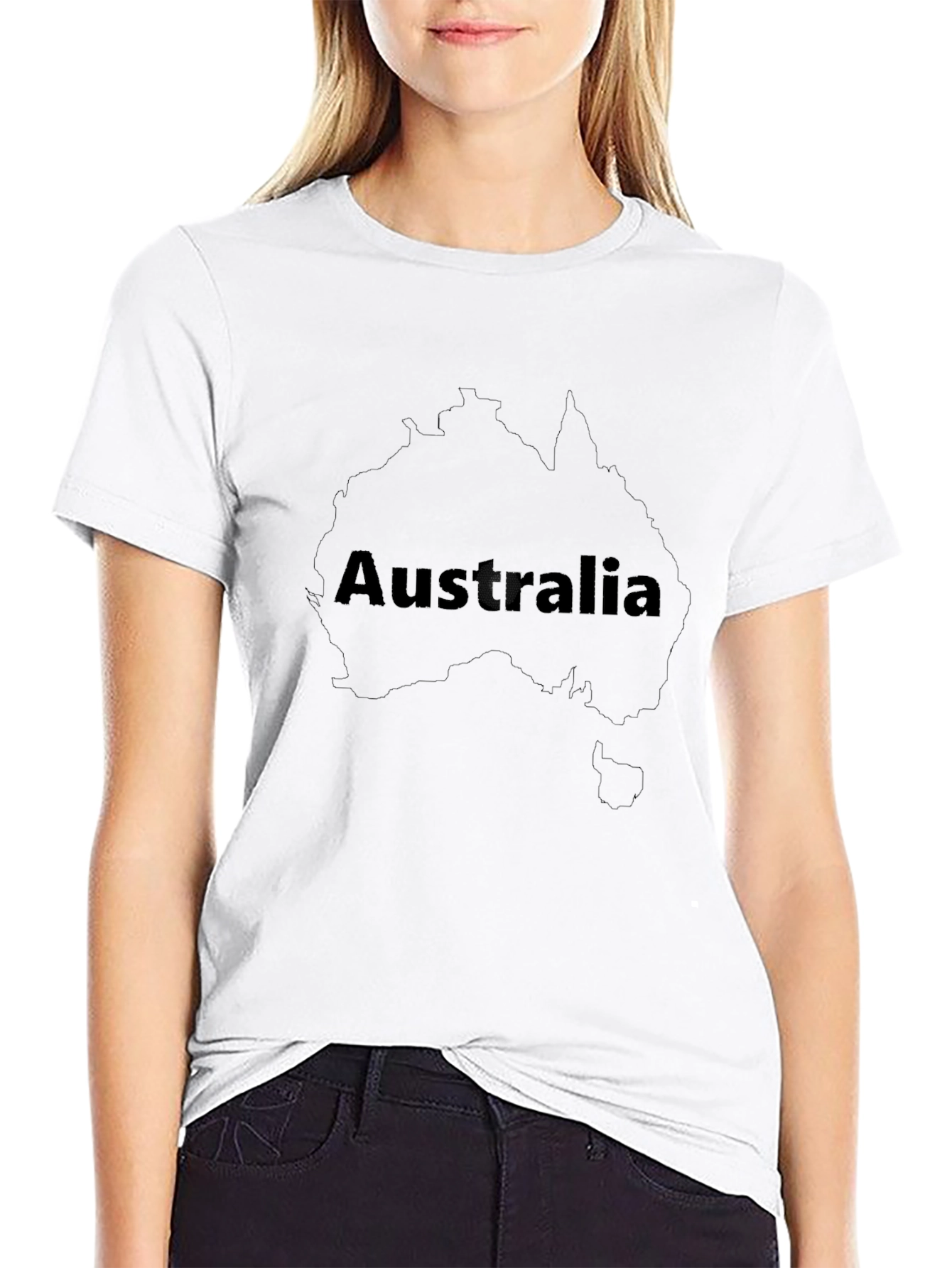 Australia Outline Map Black T-Shirt