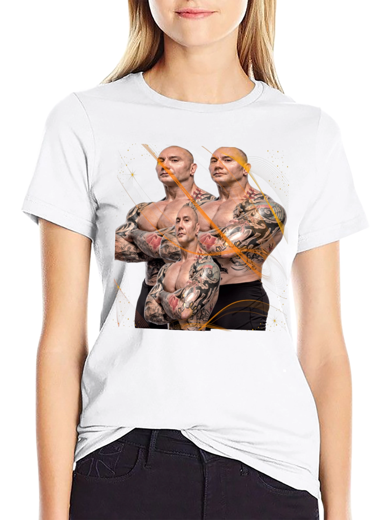 Batista Multiple Image Graphic Black T-Shirt