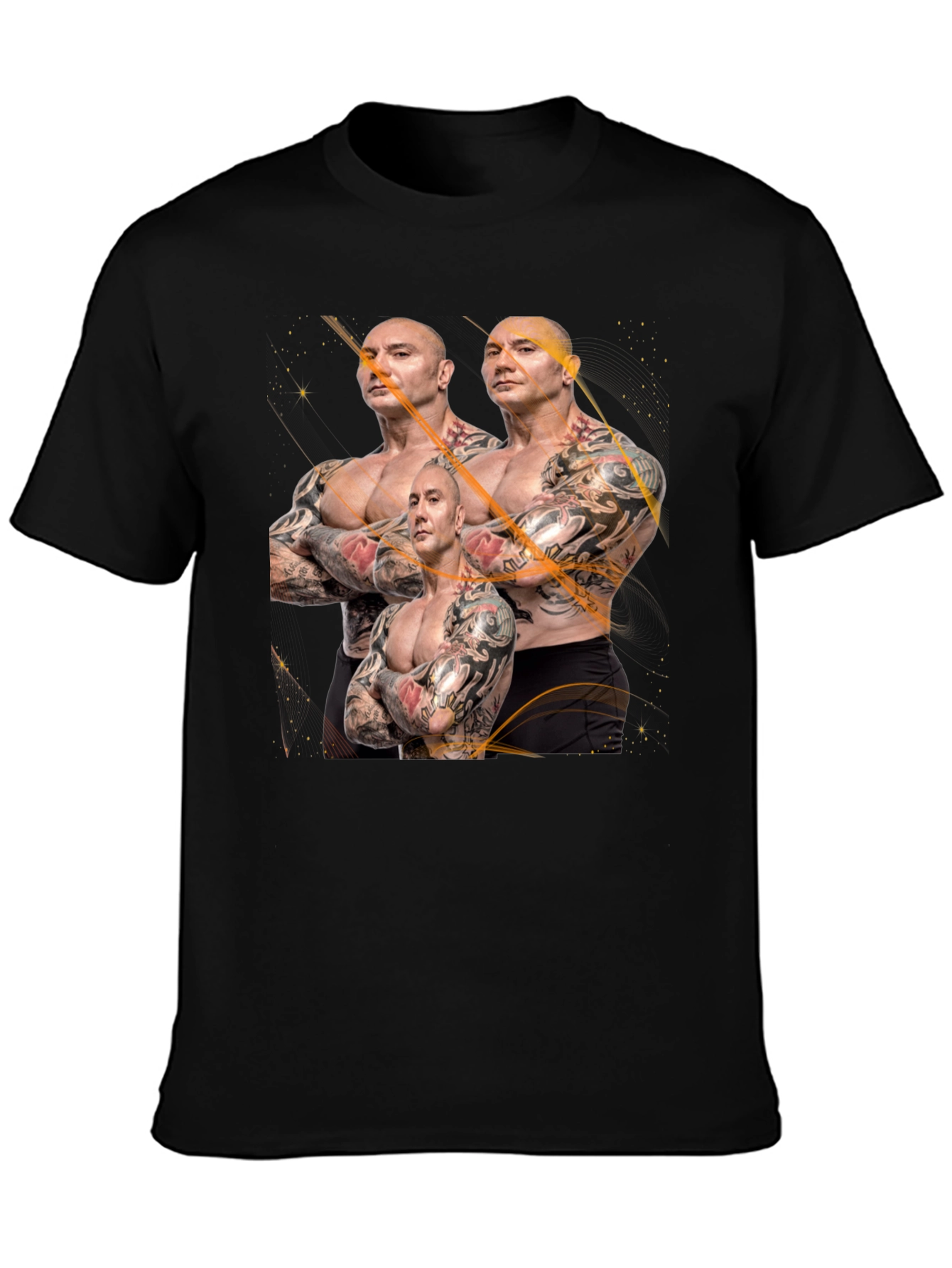 Batista Multiple Image Graphic Black T-Shirt