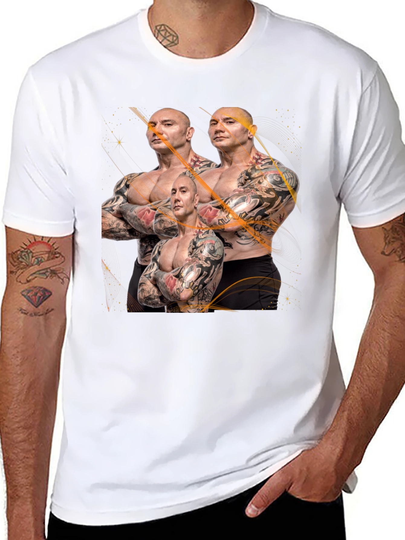 Batista Multiple Image Graphic Black T-Shirt