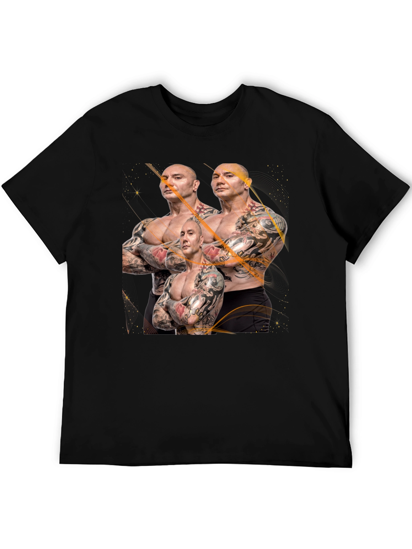 Batista Multiple Image Graphic Black T-Shirt