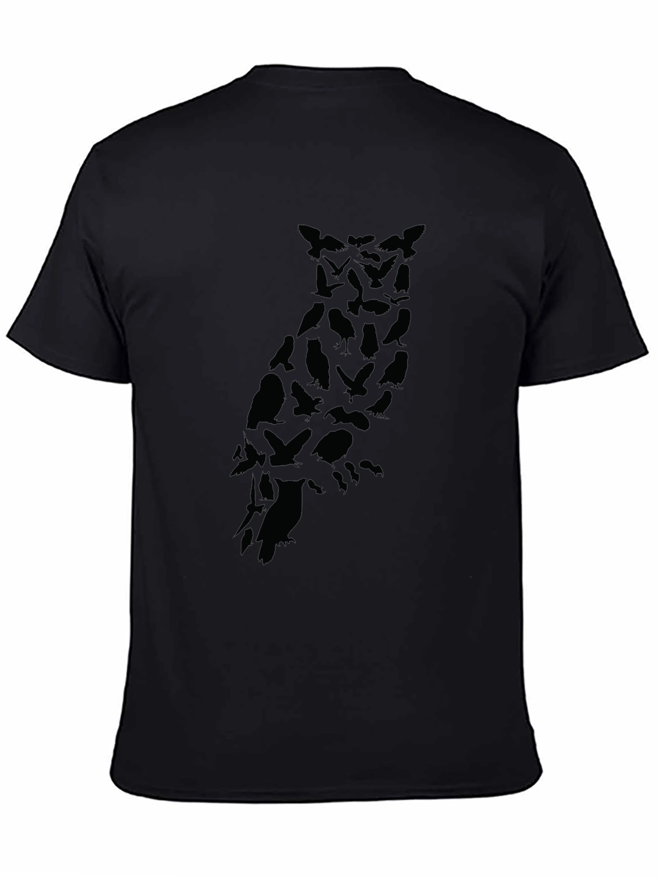 Mens Owl Silhouette Graphic Black T-Shirt