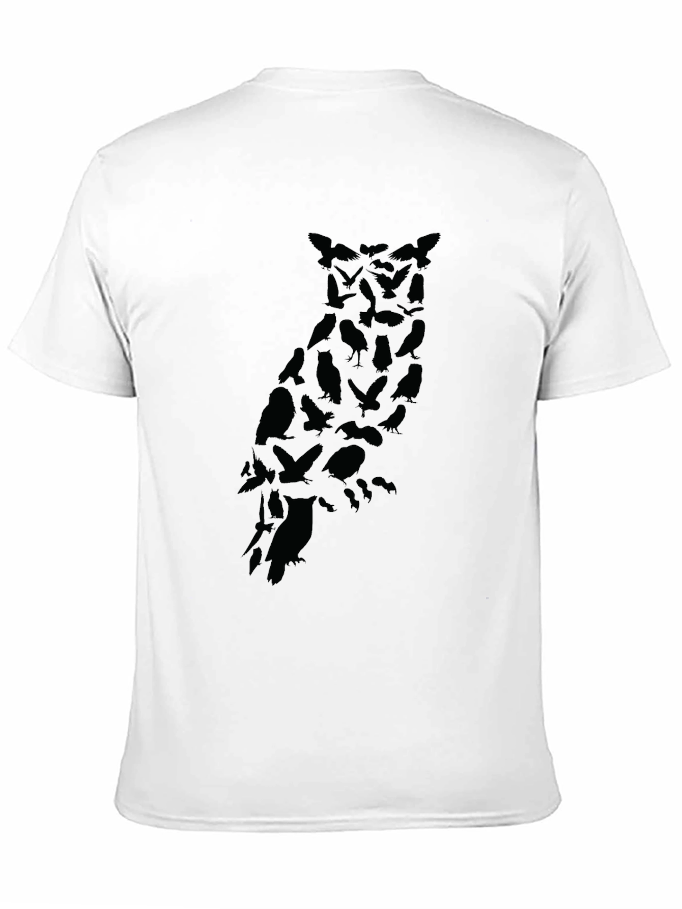 Mens Owl Silhouette Graphic Black T-Shirt