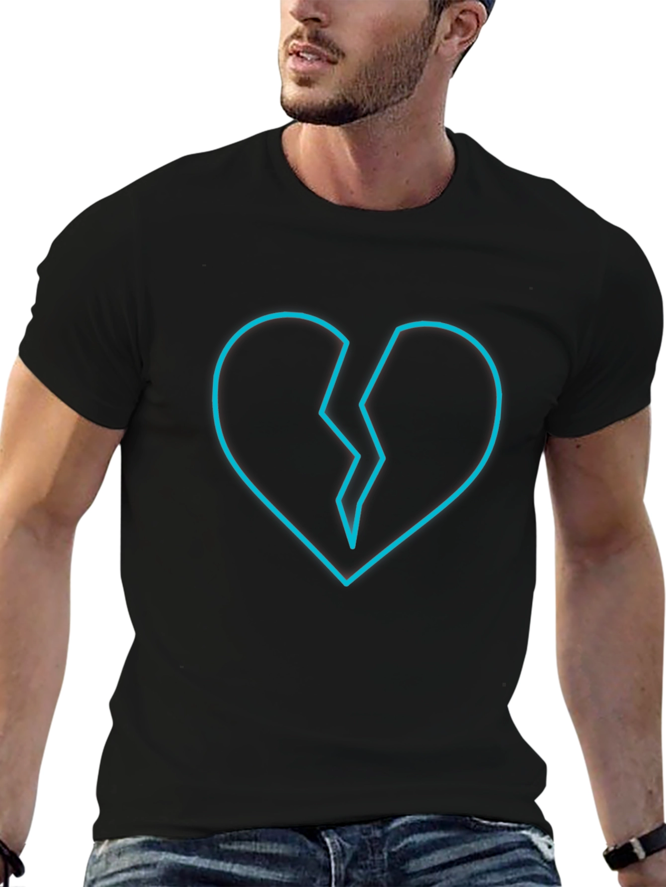 Broken Heart Graphic Tee - Modern Black T-Shirt