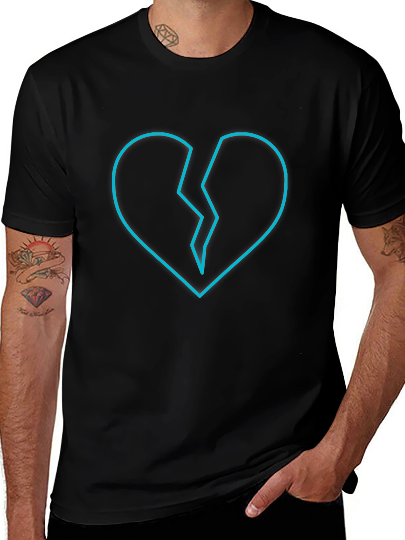 Broken Heart Graphic Tee - Modern Black T-Shirt