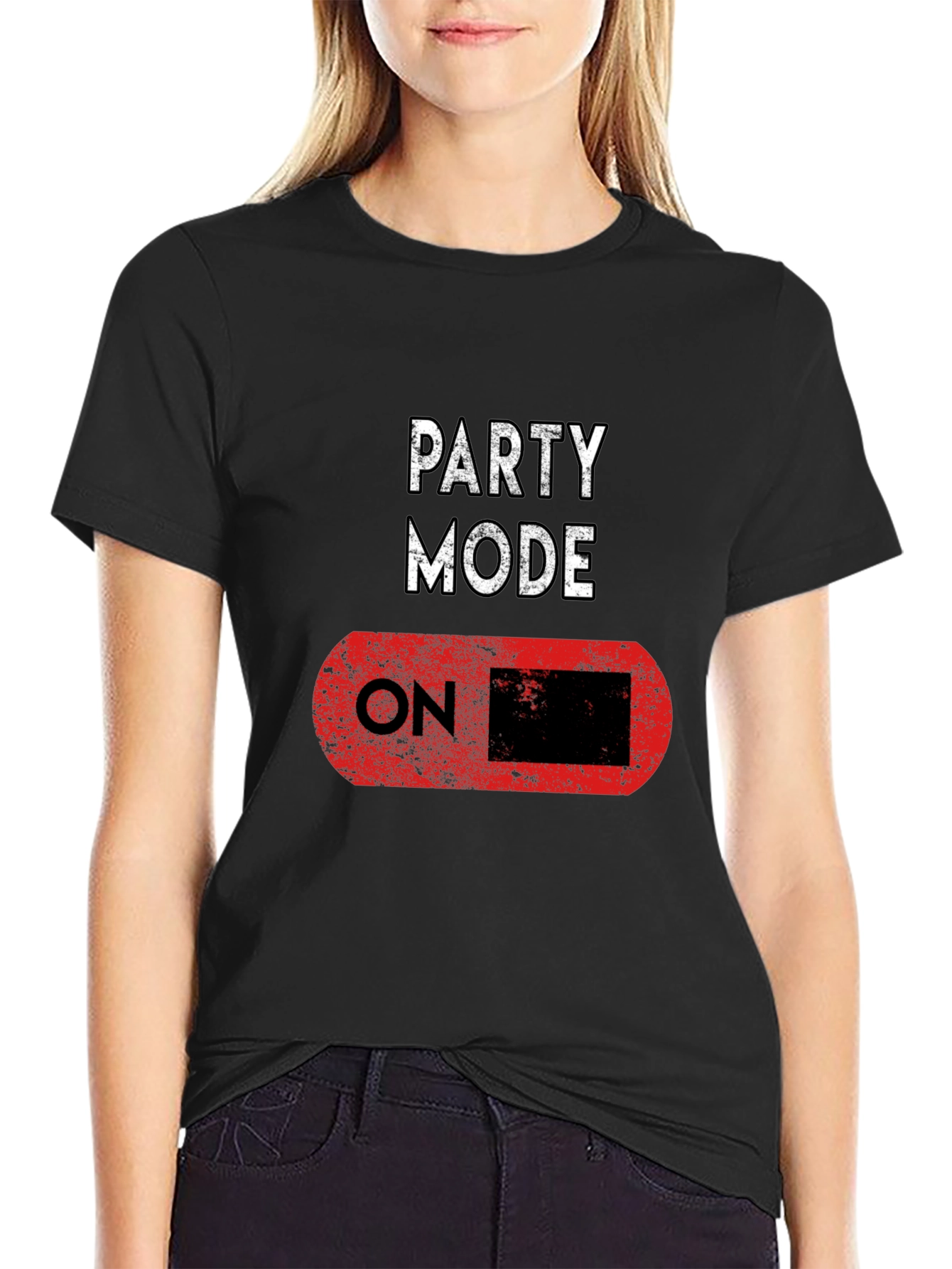 Party Mode ON Black T-Shirt - Fun Graphic Tee