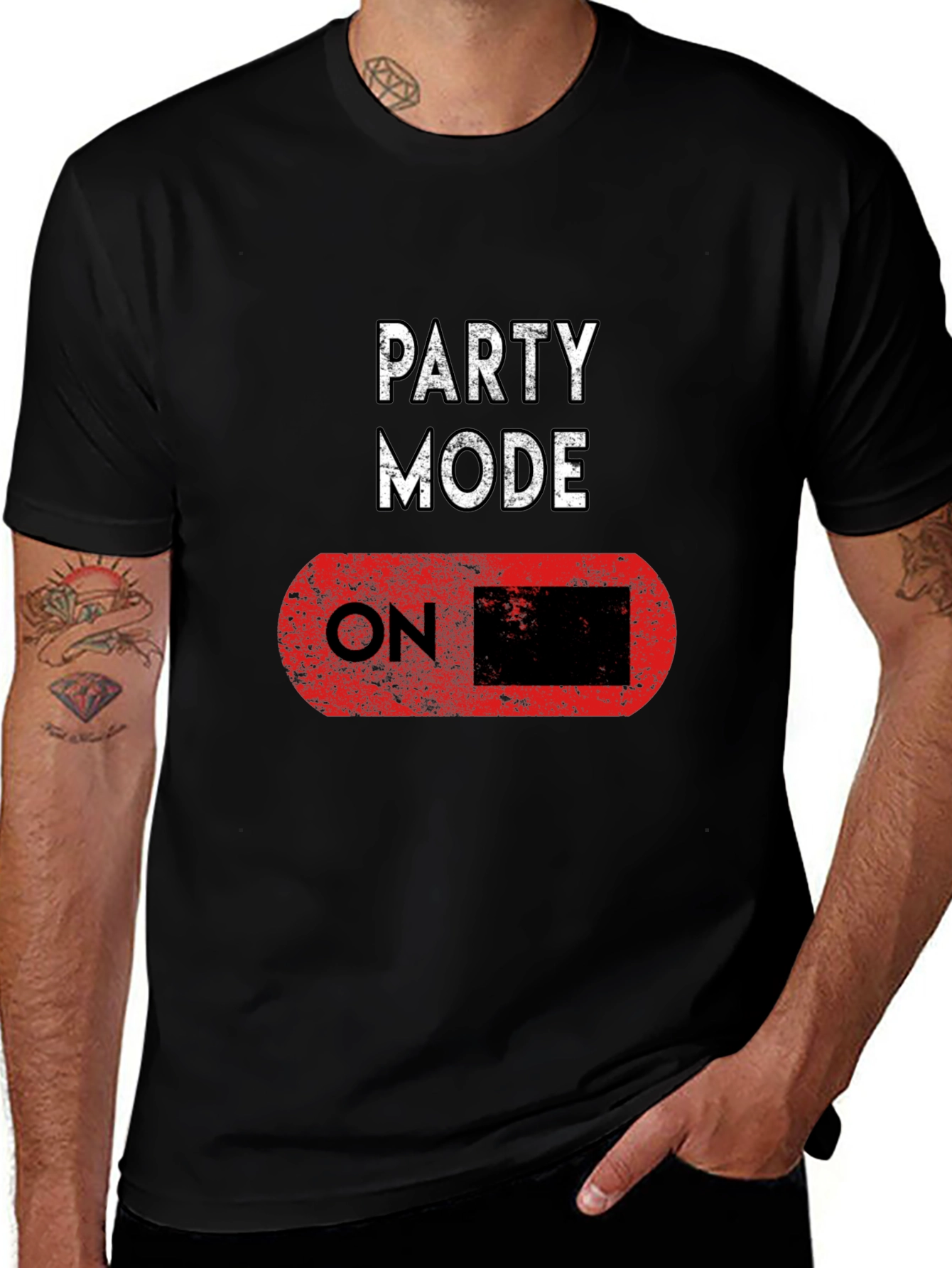 Party Mode ON Black T-Shirt - Fun Graphic Tee