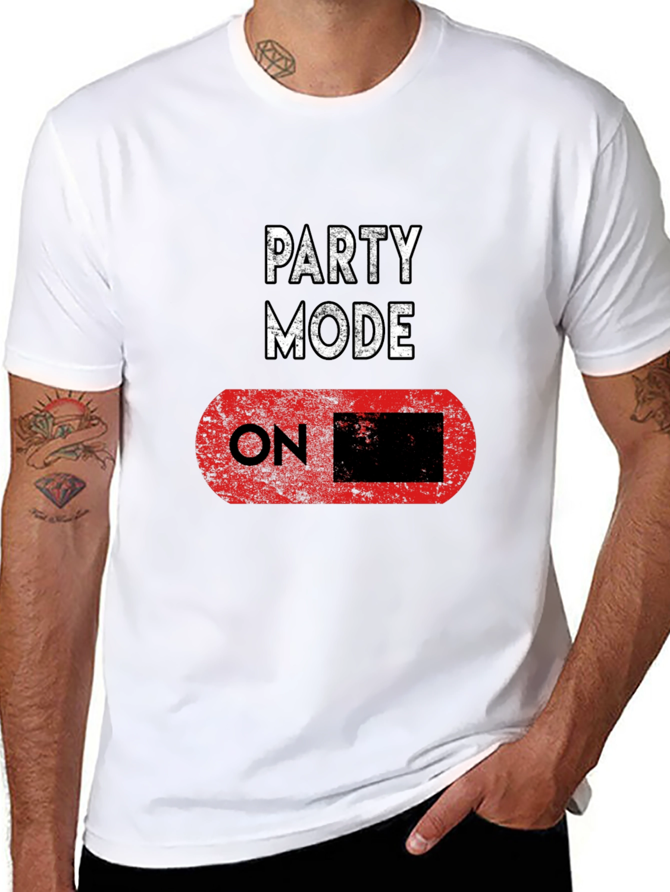 Party Mode ON Black T-Shirt - Fun Graphic Tee