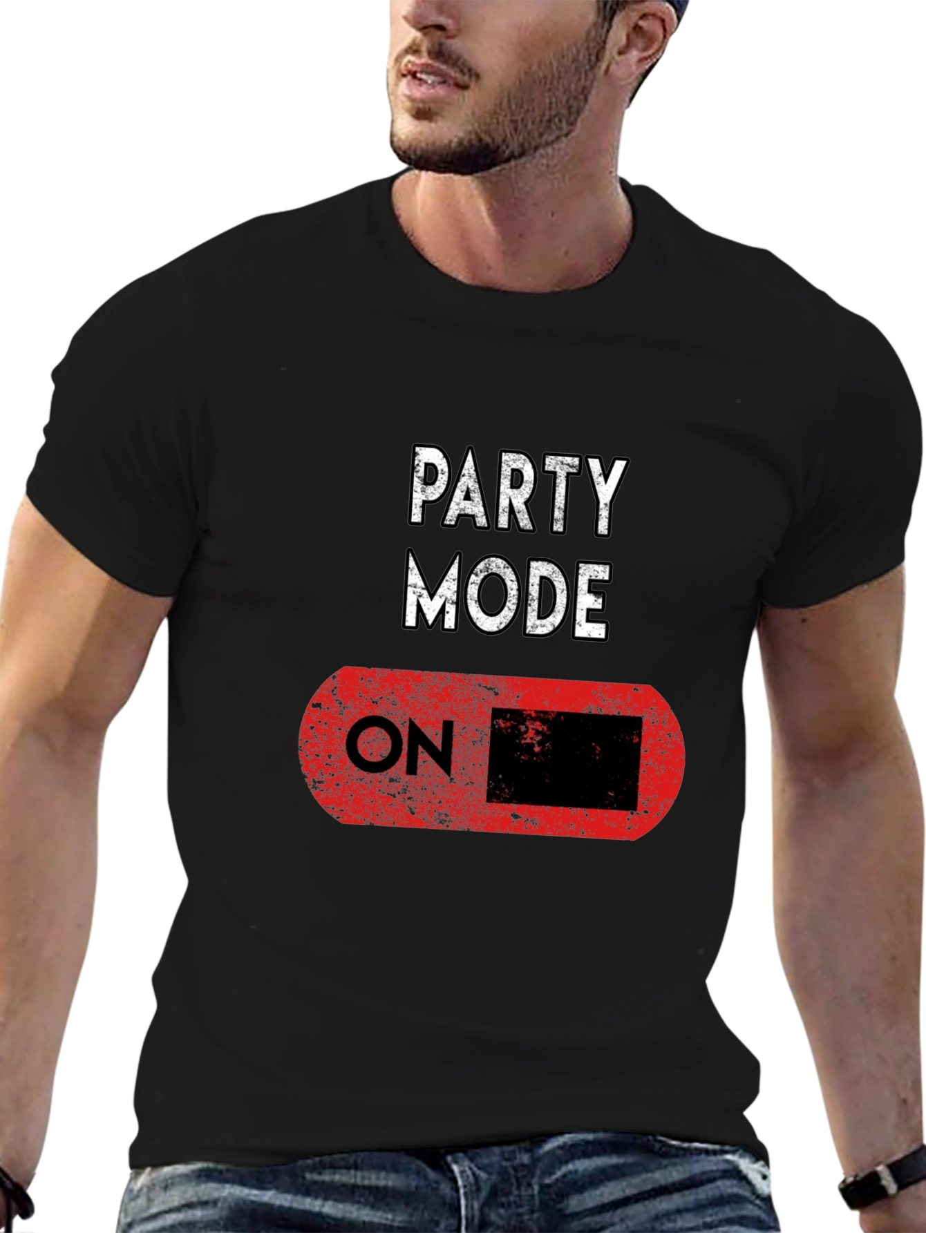 Party Mode ON Black T-Shirt - Fun Graphic Tee