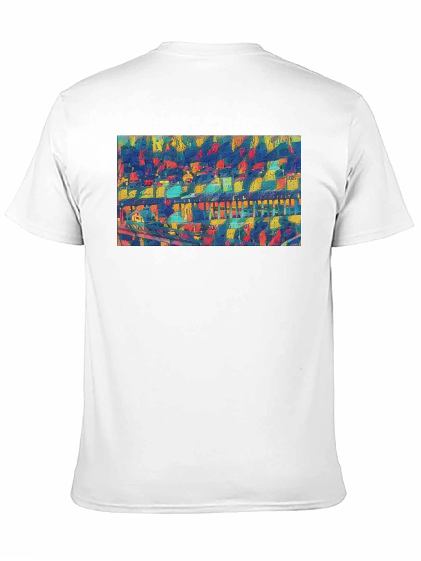 Abstract Bridge Art Print Black Crew Neck Tee