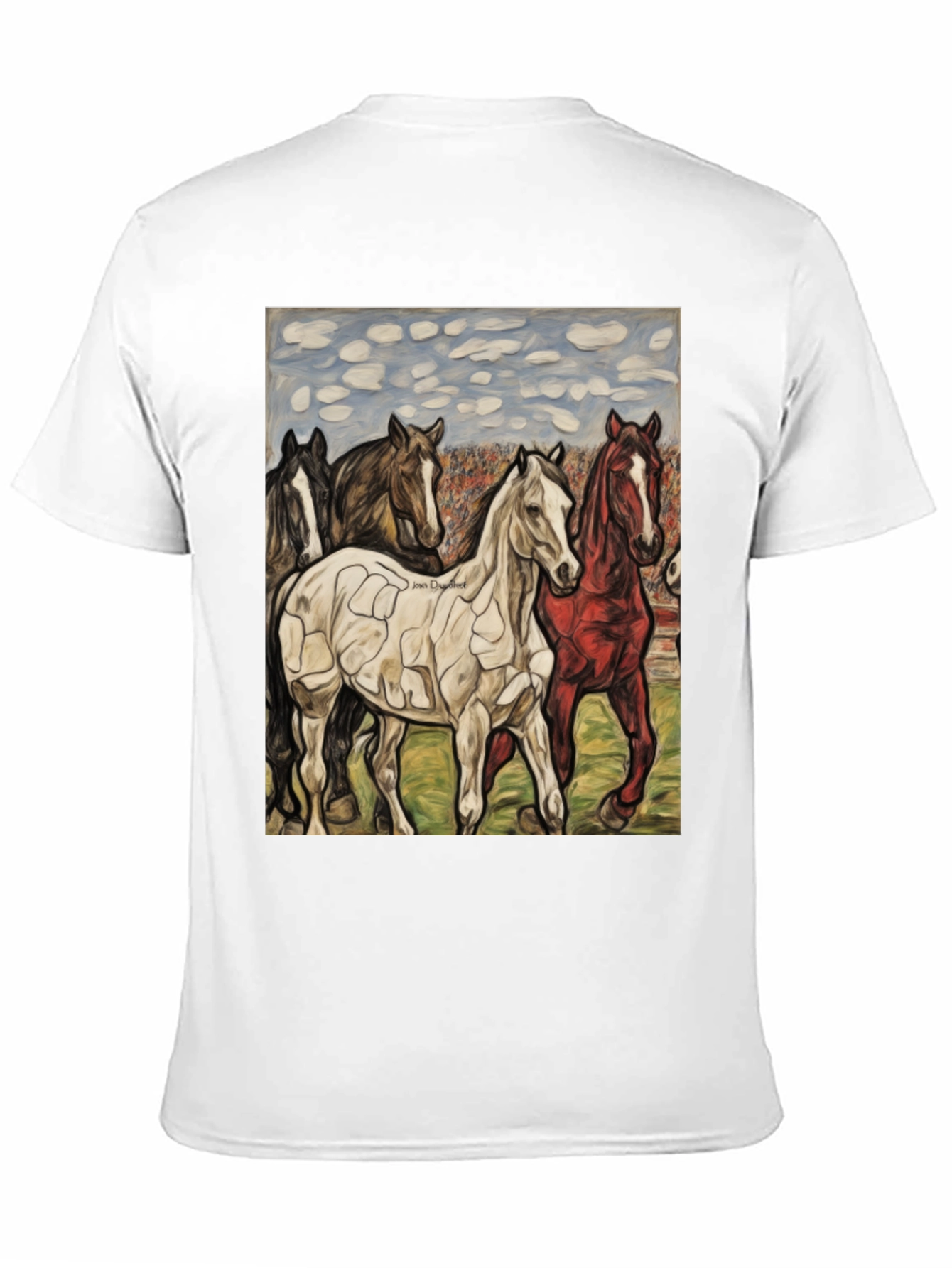 Horse Art Graphic Tee - Black Crew Neck