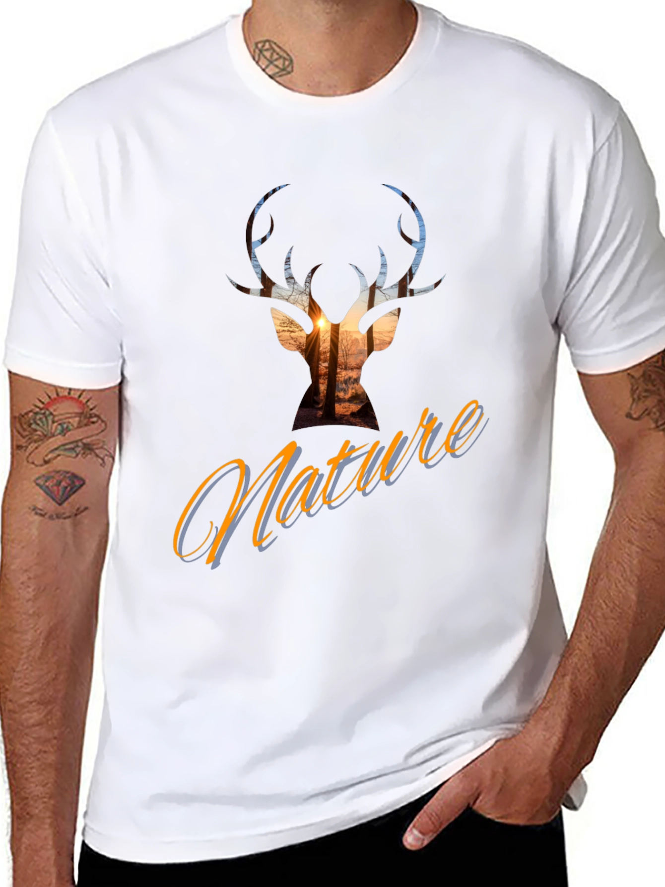 Nature Deer Silhouette Graphic Tee - Stylish Casual Top