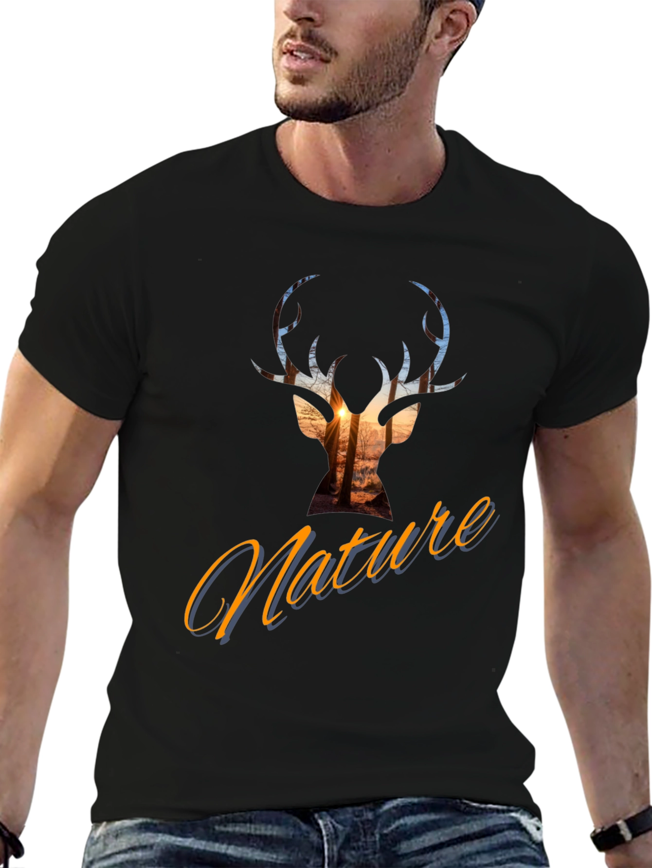 Nature Deer Silhouette Graphic Tee - Stylish Casual Top