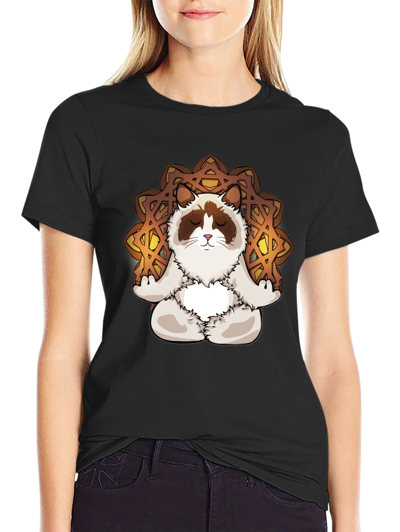 Zen Grumpy Cat Graphic T-Shirt