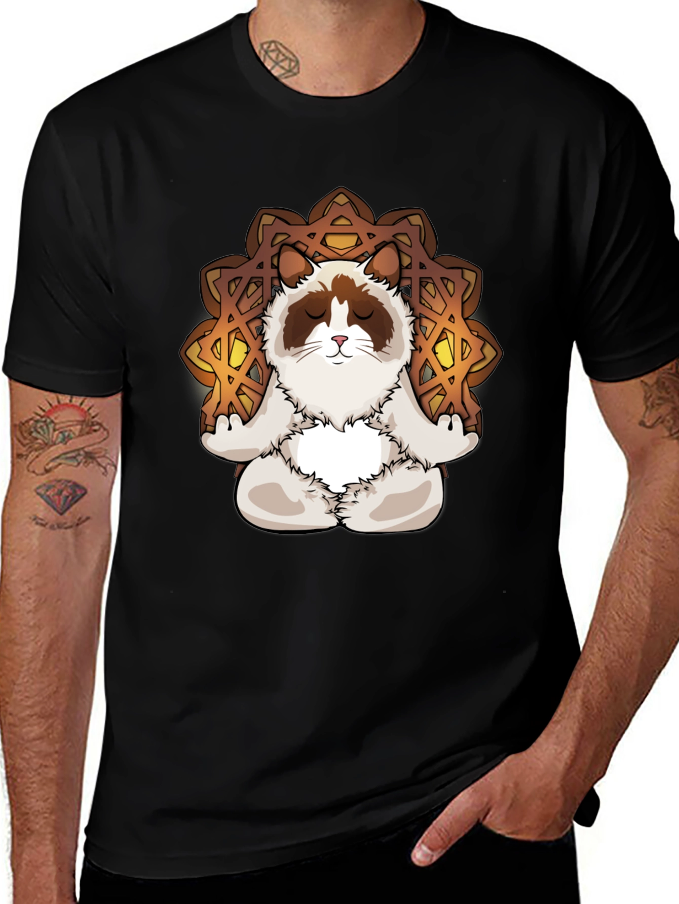 Zen Grumpy Cat Graphic T-Shirt